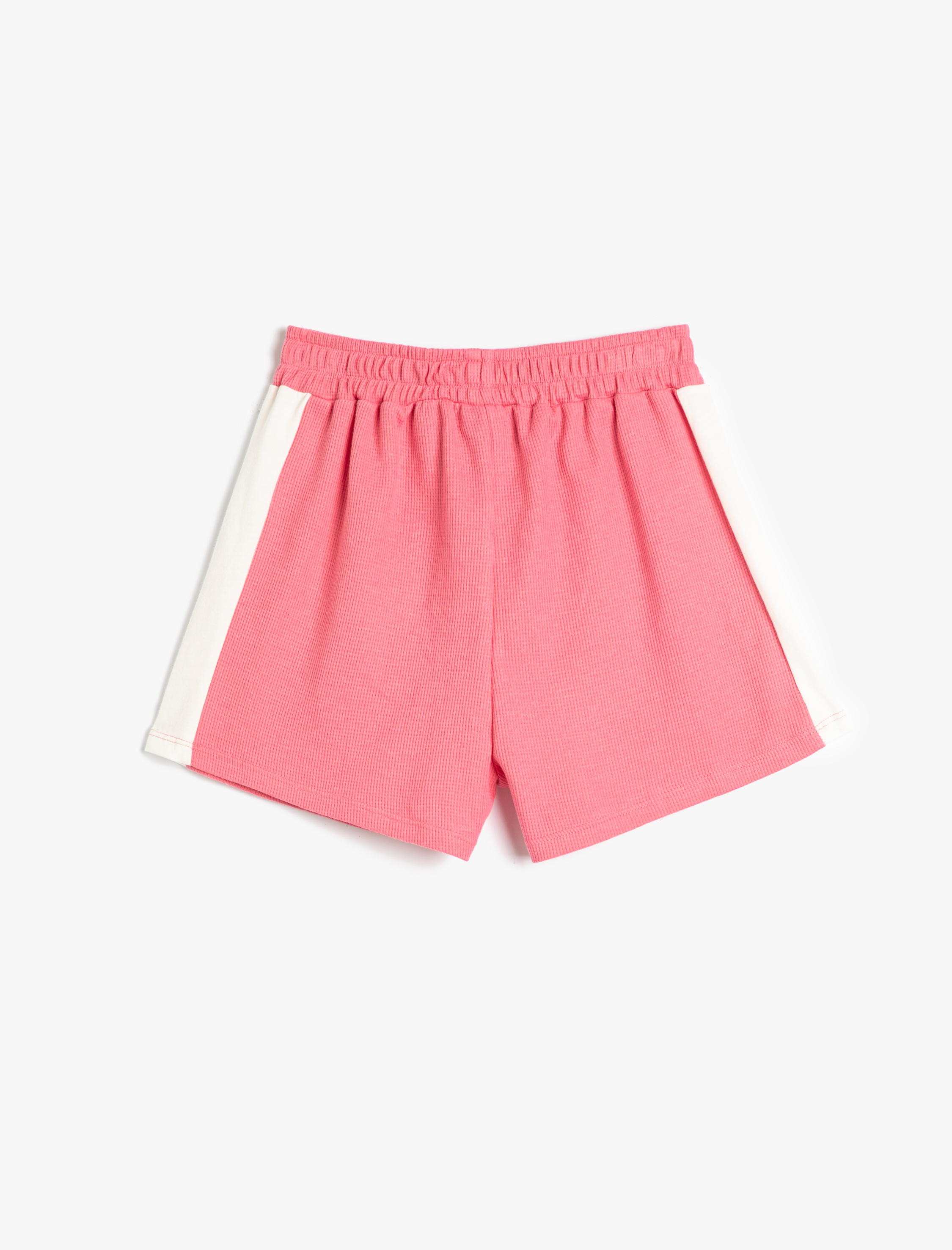  Kız Çocuk Şort Beli Bağlamalı Renk Kontrastlı Pamuklu