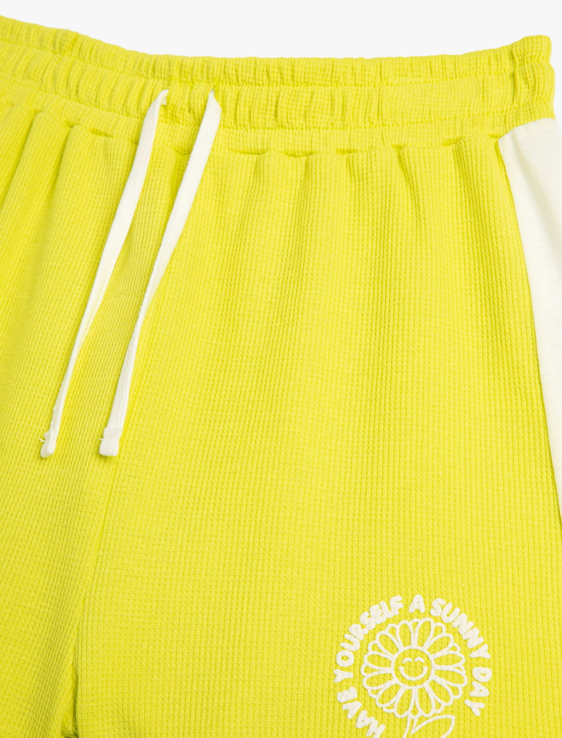  Kız Çocuk Şort Beli Bağlamalı Renk Kontrastlı Pamuklu