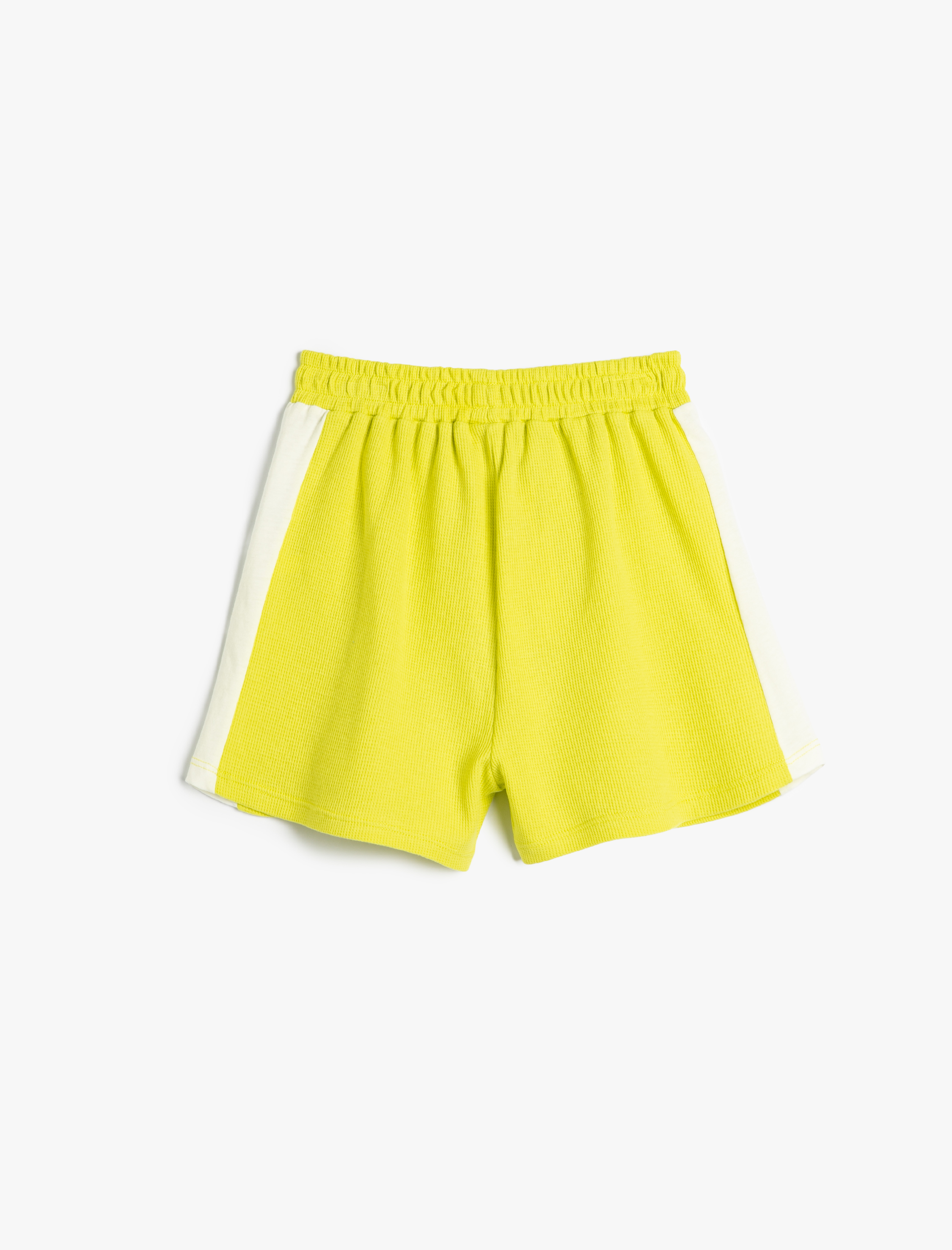  Kız Çocuk Şort Beli Bağlamalı Renk Kontrastlı Pamuklu