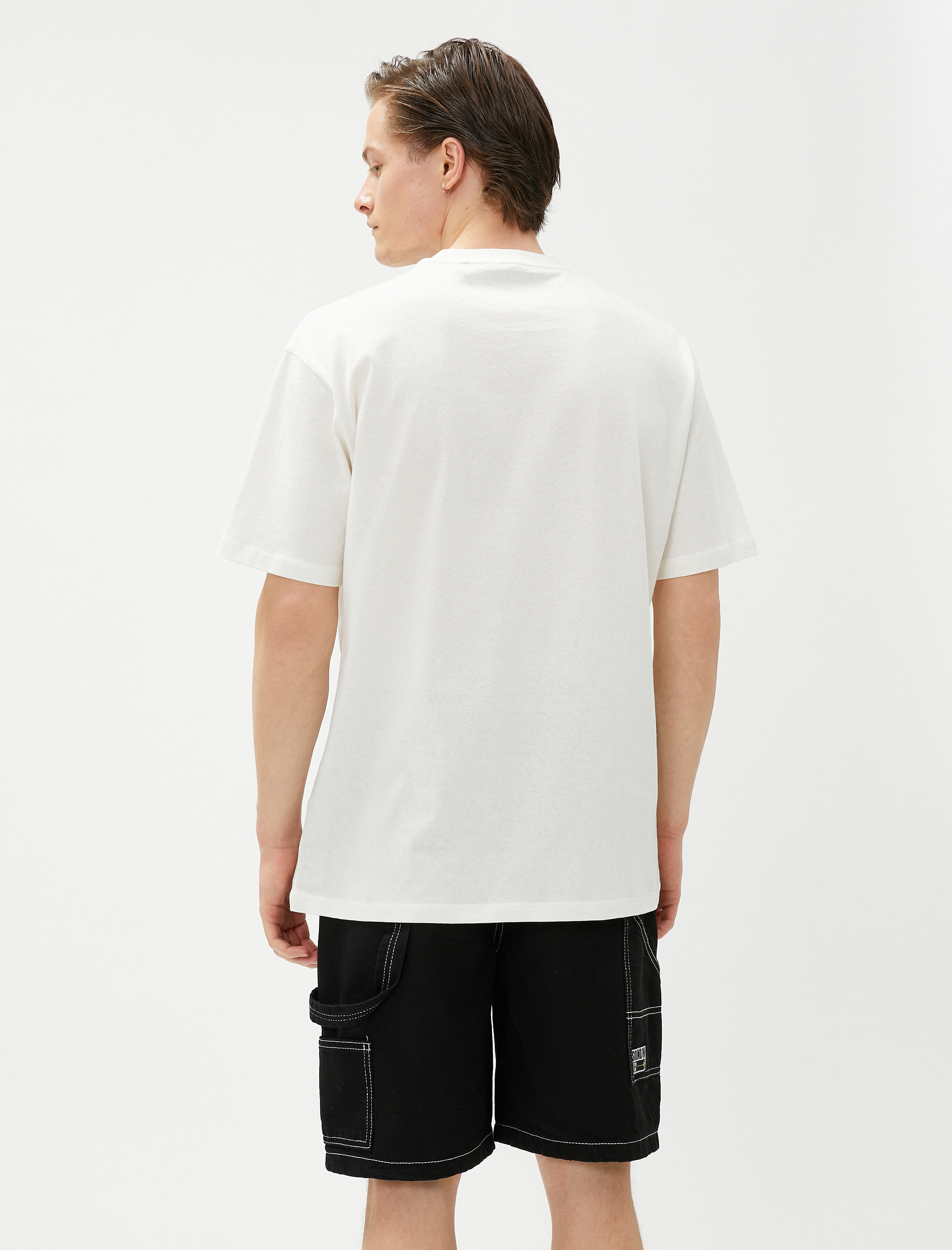   Oversize Tişört Anime Baskılı Bisiklet Yaka Kısa Kollu Pamuklu