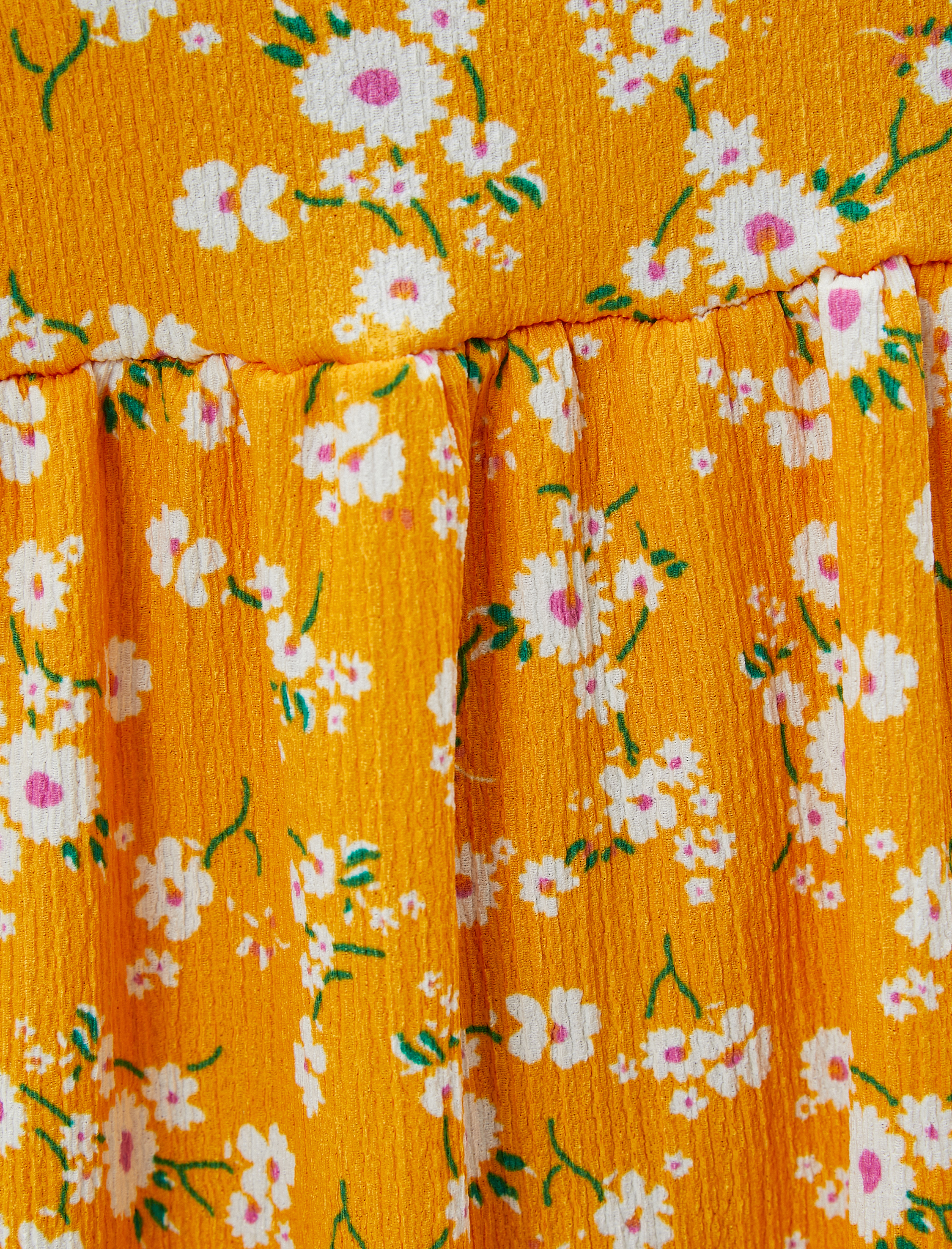   Çiçekli Elbise Bisiklet Yaka Kısa Kollu Rahat Kesim Bürümcük