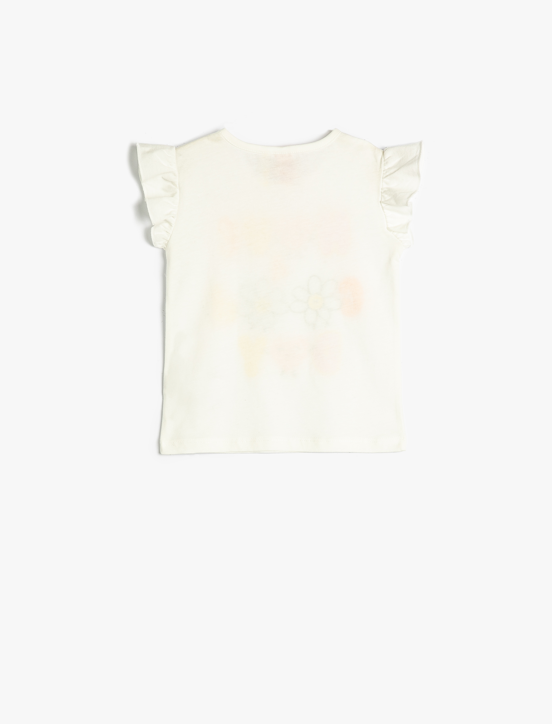  Kız Bebek Tişört Bisiklet Yaka Kolsuz Fırfırlı Papatya Baskılı Pamuklu