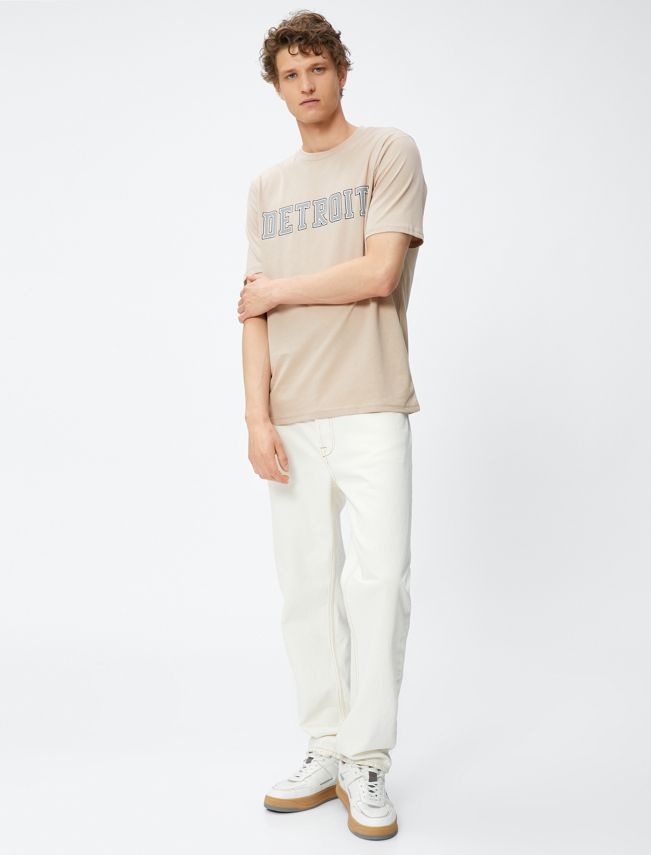   Kolej Tişört Baskılı Bisiklet Yaka Kısa Kollu Pamuklu