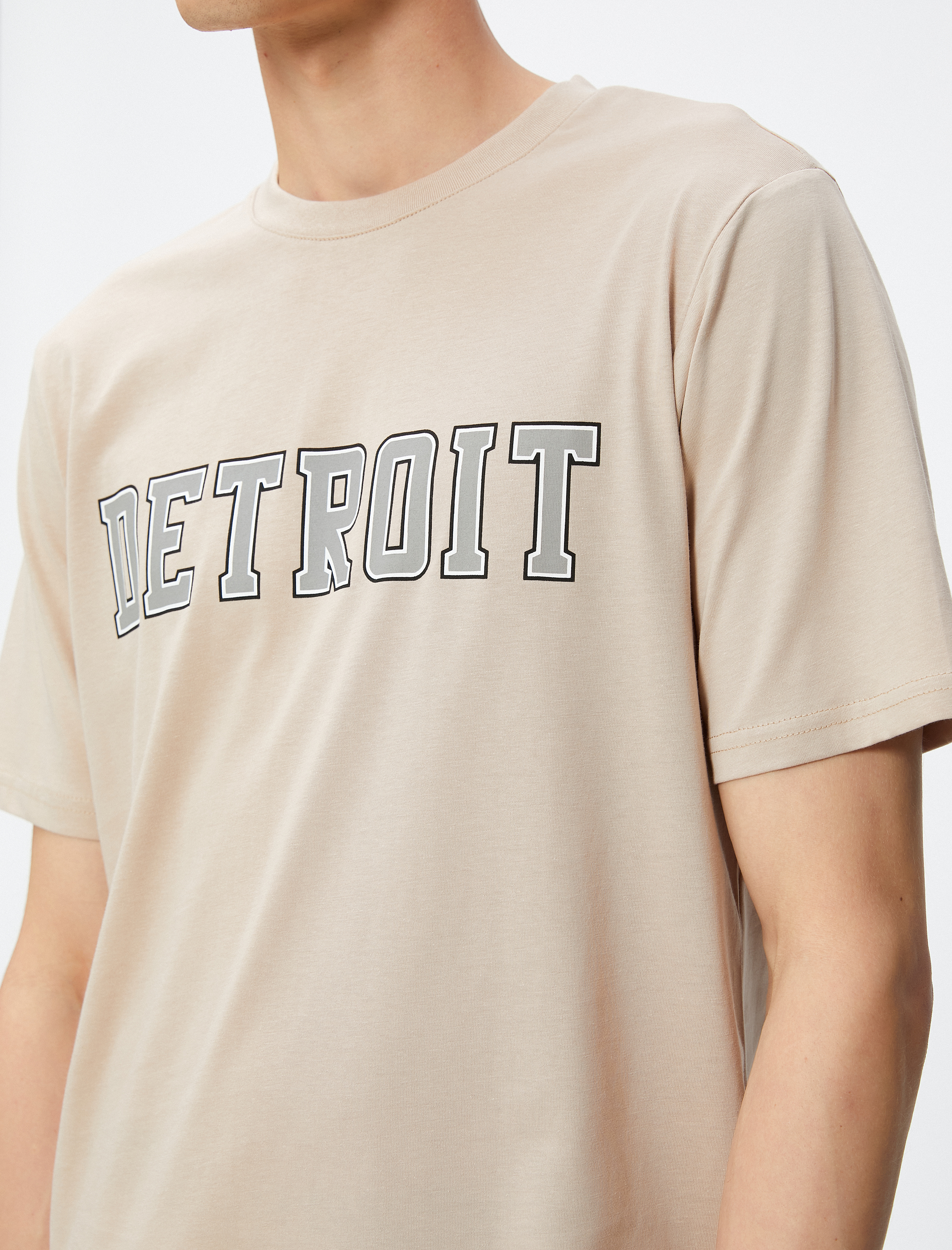   Kolej Tişört Baskılı Bisiklet Yaka Kısa Kollu Pamuklu