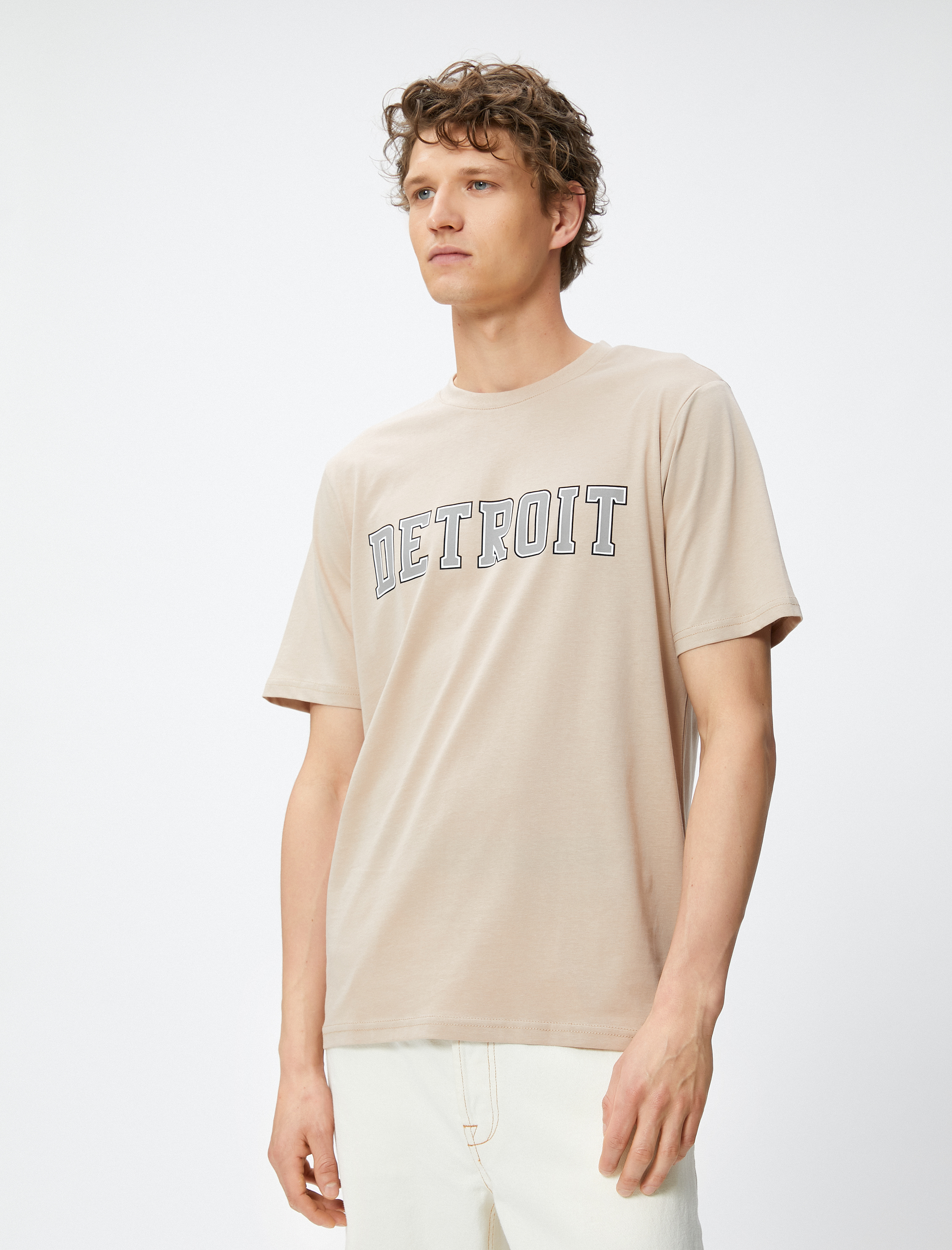   Kolej Tişört Baskılı Bisiklet Yaka Kısa Kollu Pamuklu