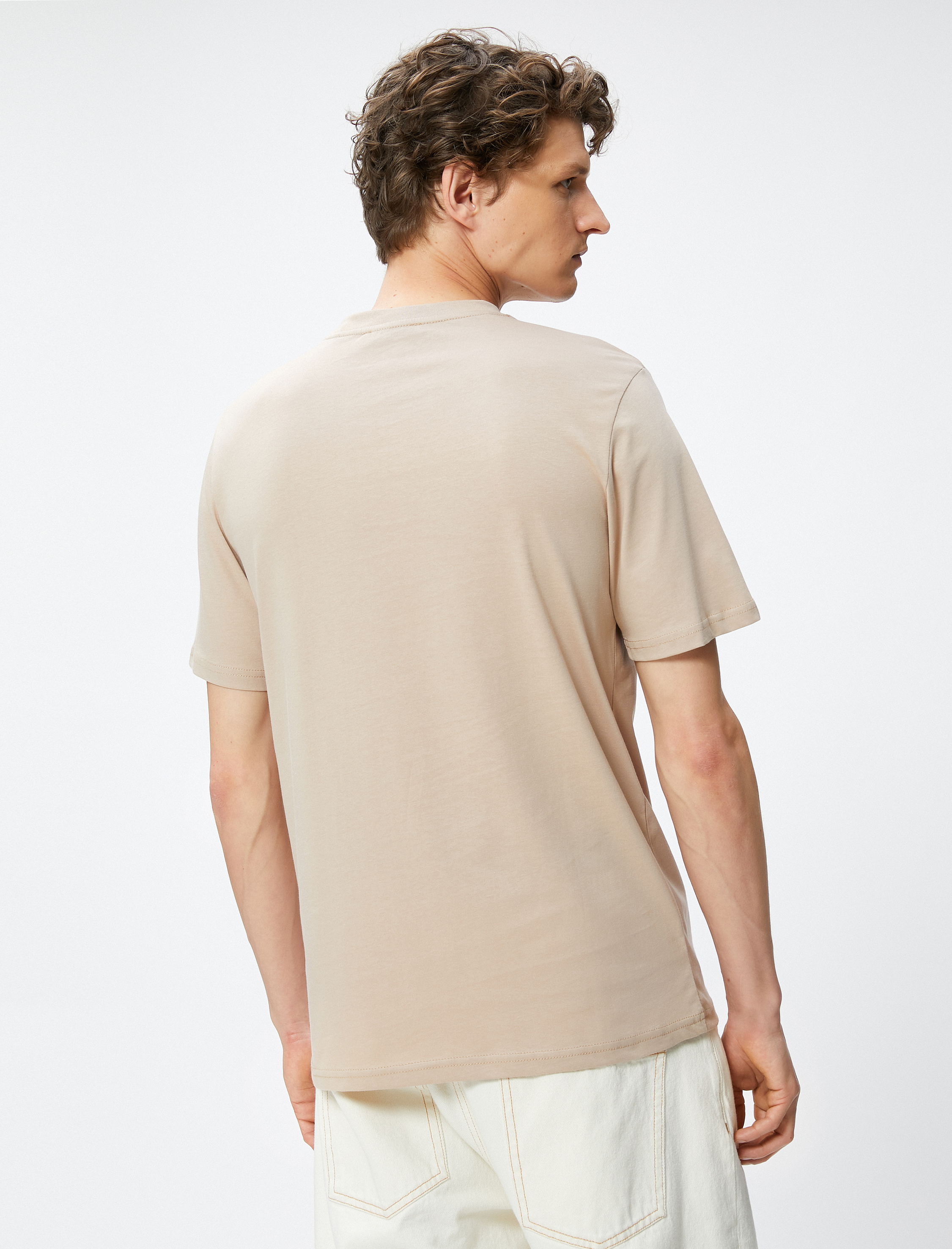   Kolej Tişört Baskılı Bisiklet Yaka Kısa Kollu Pamuklu