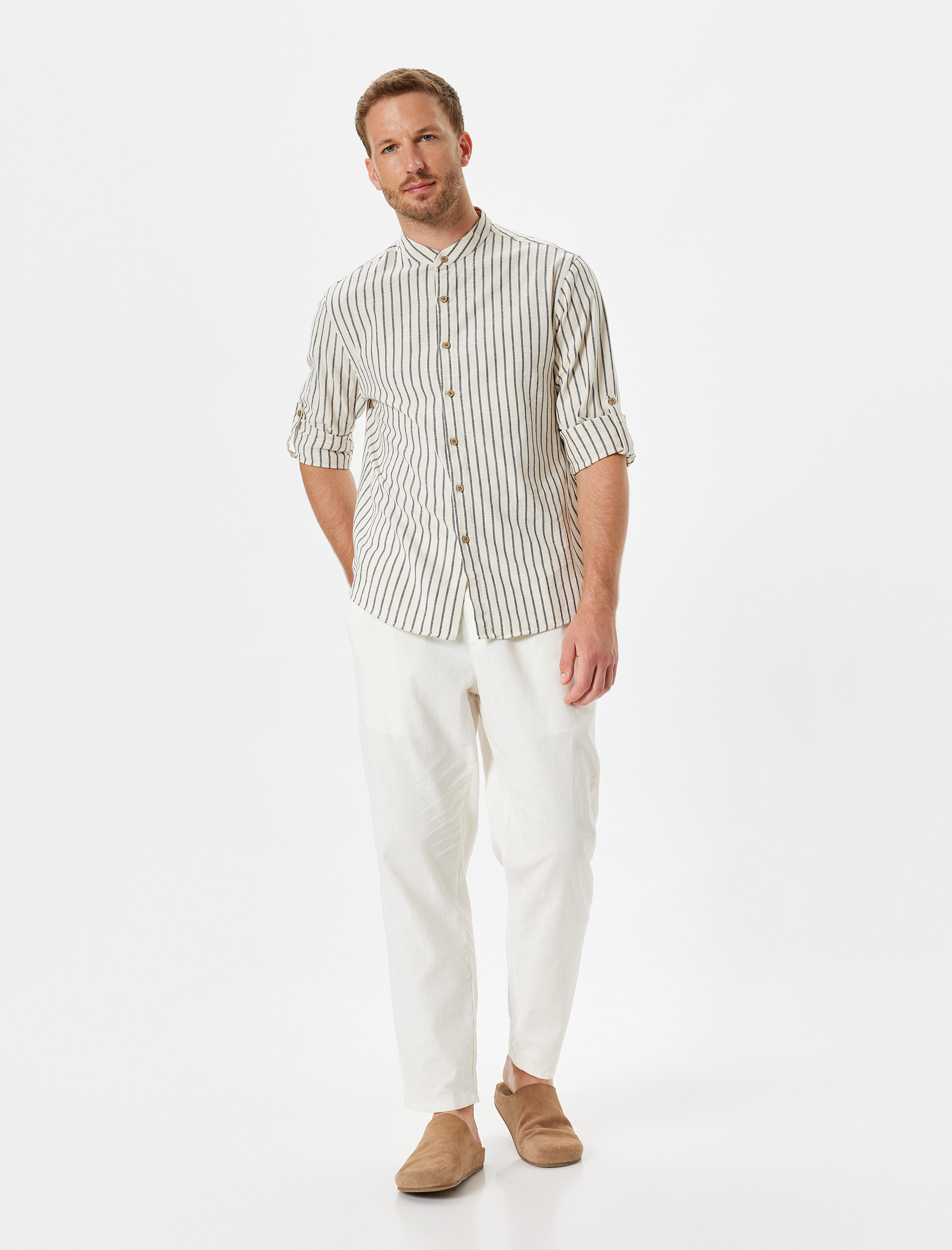   Hakim Yaka Regular Fit Uzun Kollu Pamuklu Klasik Gömlek