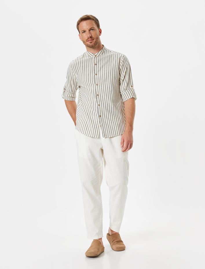  Hakim Yaka Regular Fit Uzun Kollu Pamuklu Klasik Gömlek