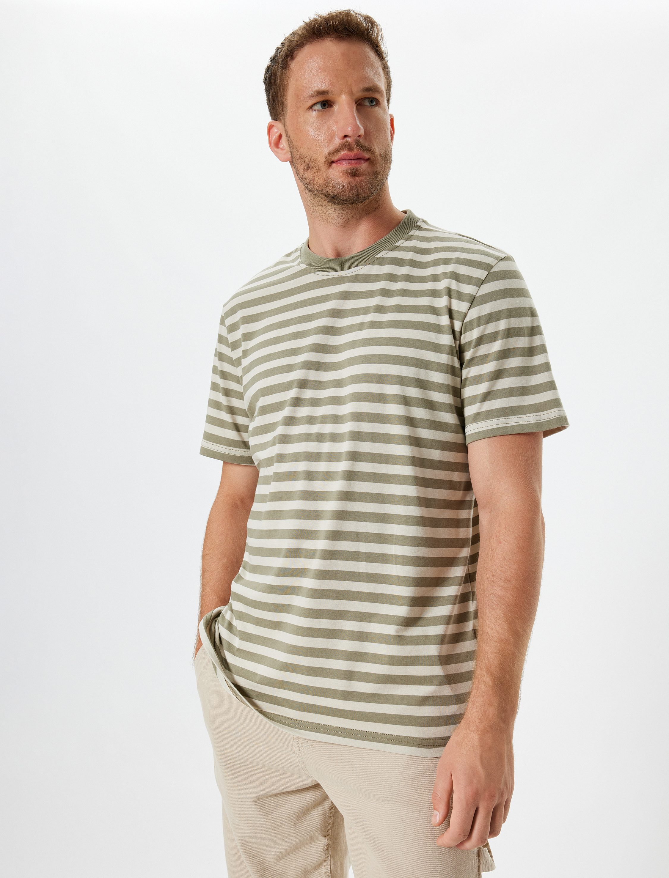   Basic Tişört Bisiklet Yaka Kısa Kollu Pamuklu