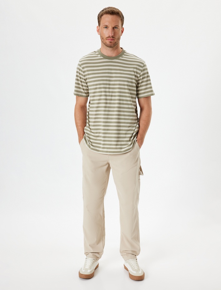  Basic Tişört Bisiklet Yaka Kısa Kollu Pamuklu