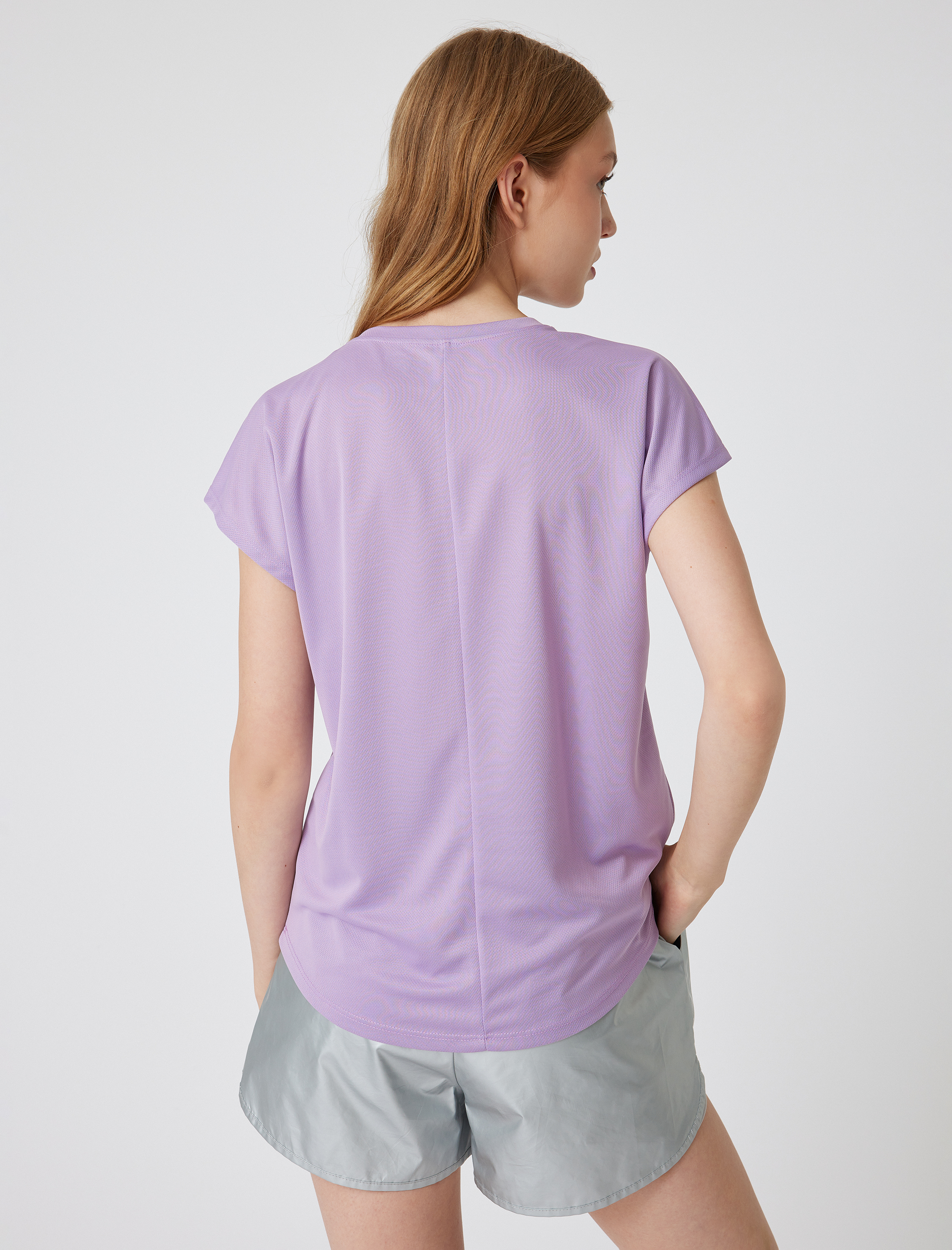   Oversize Dikişsiz Bisiklet Yaka Spor Tişört İnterlok