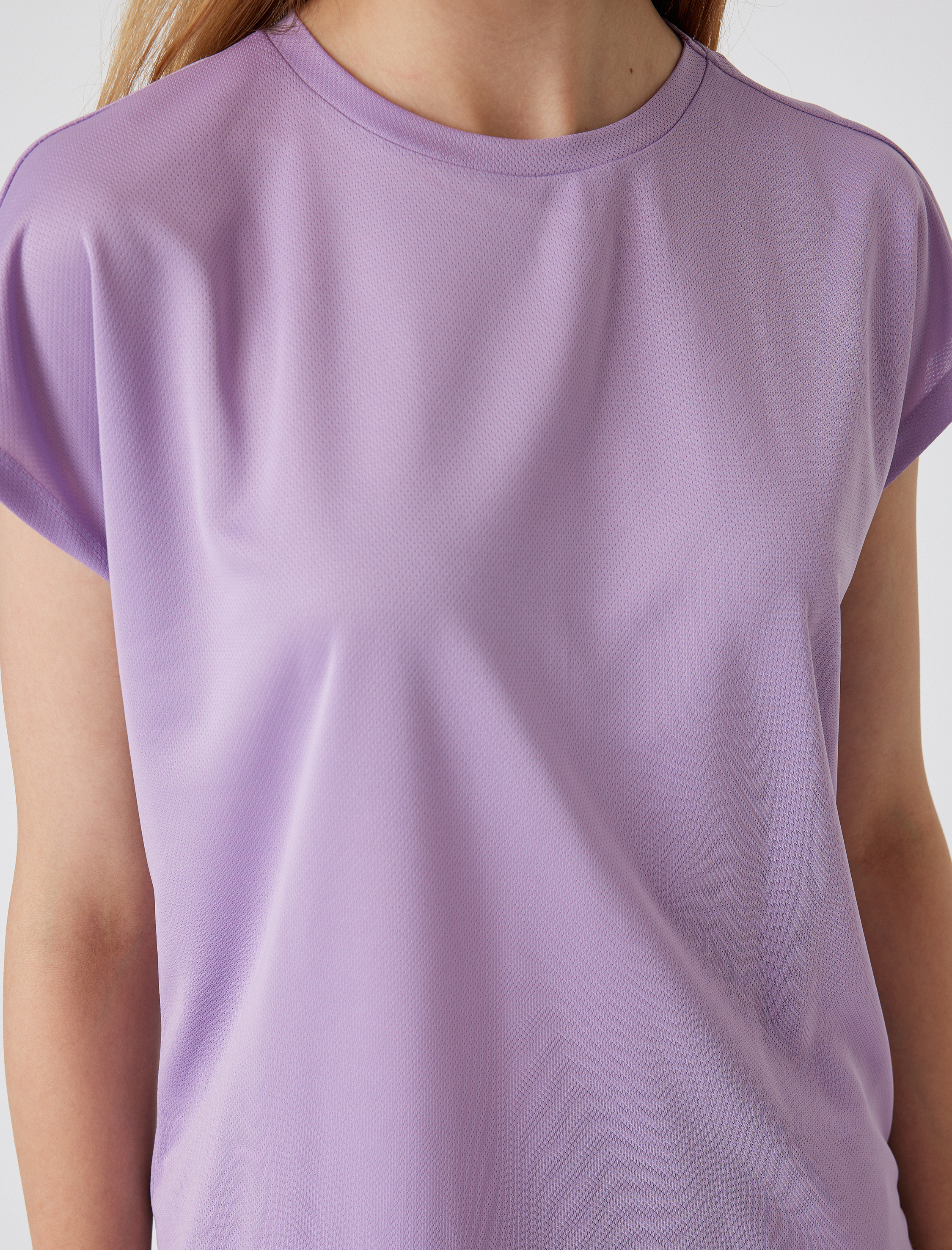   Oversize Dikişsiz Bisiklet Yaka Spor Tişört İnterlok