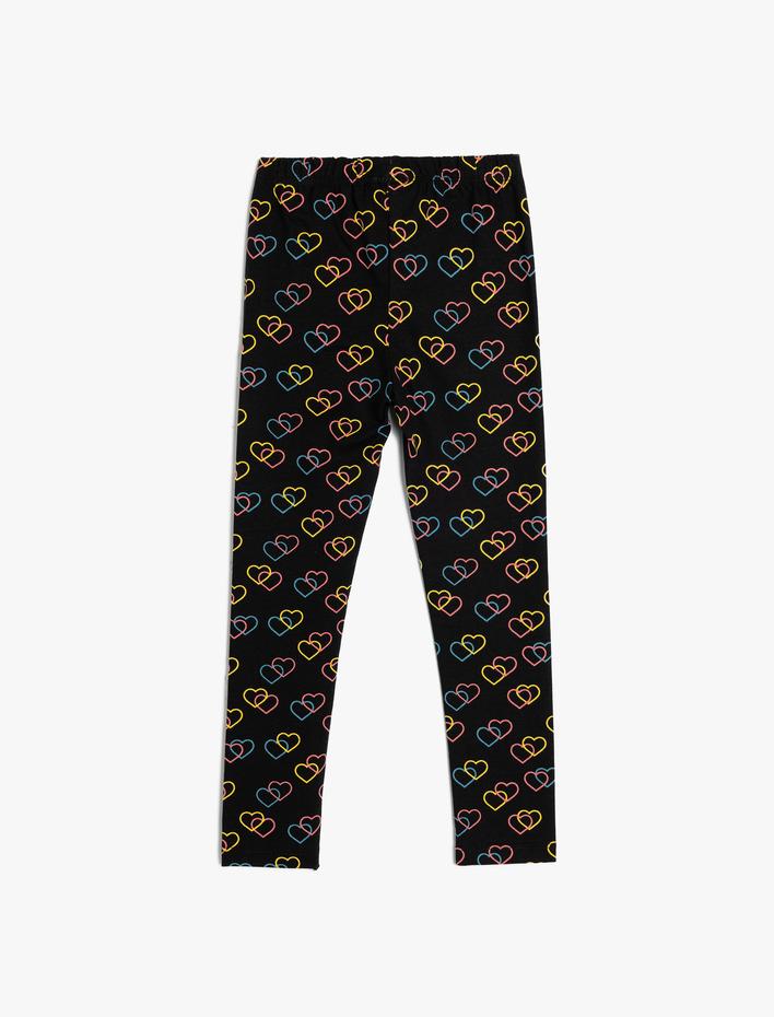 Kız Çocuk Kalpli Tayt Beli Lastikli Pamuklu