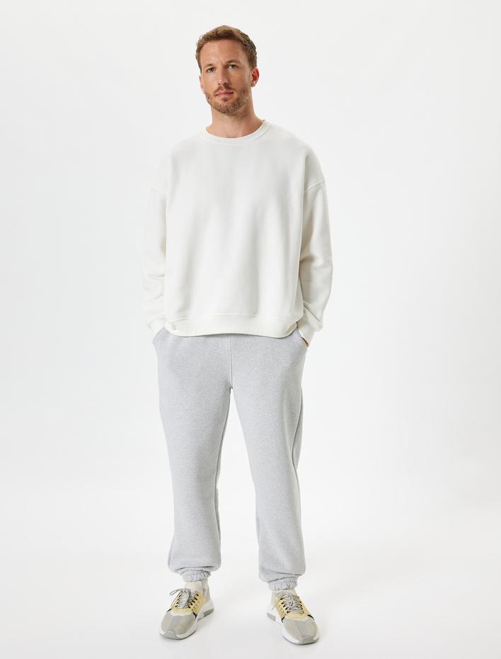  Beli Bağcıklı Cep Detaylı Şardonlu Jogger Spor Eşofman Altı