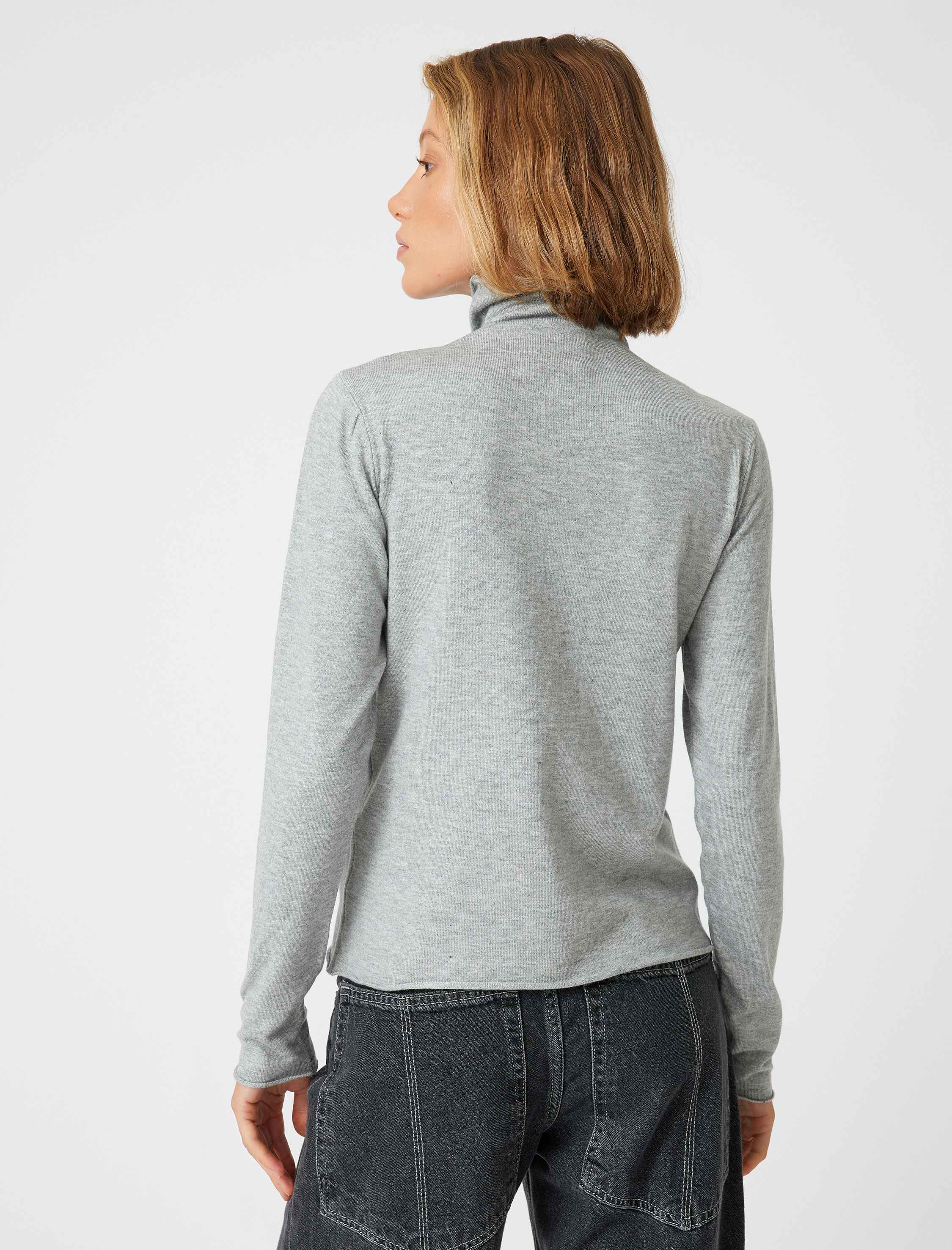 Basic Boğazlı Triko Kazak Uzun Kollu Yumuşak Dokulu