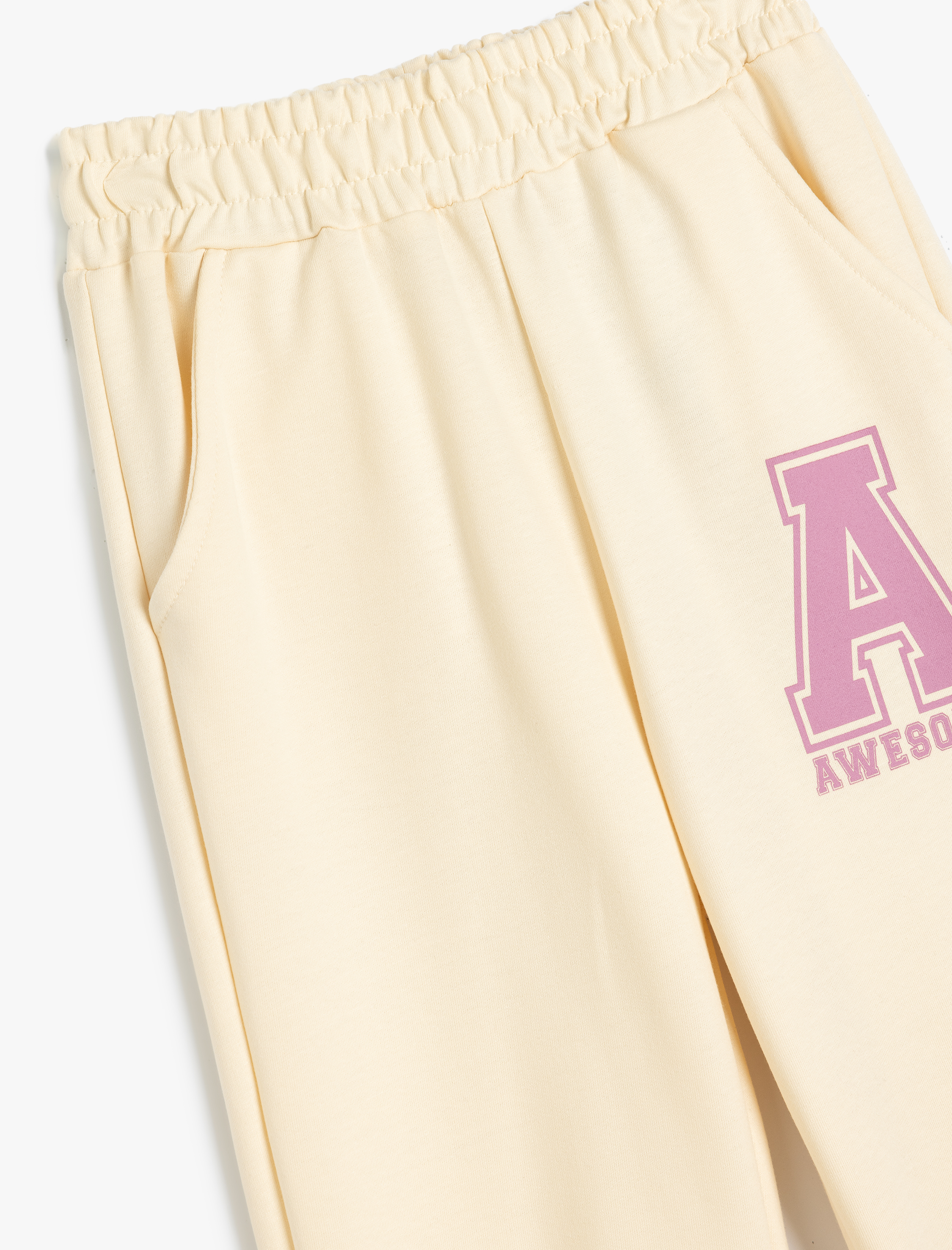  Kız Çocuk Jogger Eşofman Altı Beli Bağlamalı Baskı Detaylı Pamuklu