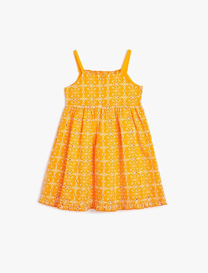 Kız Bebek Fistolu Elbise Askılı Kare Yaka