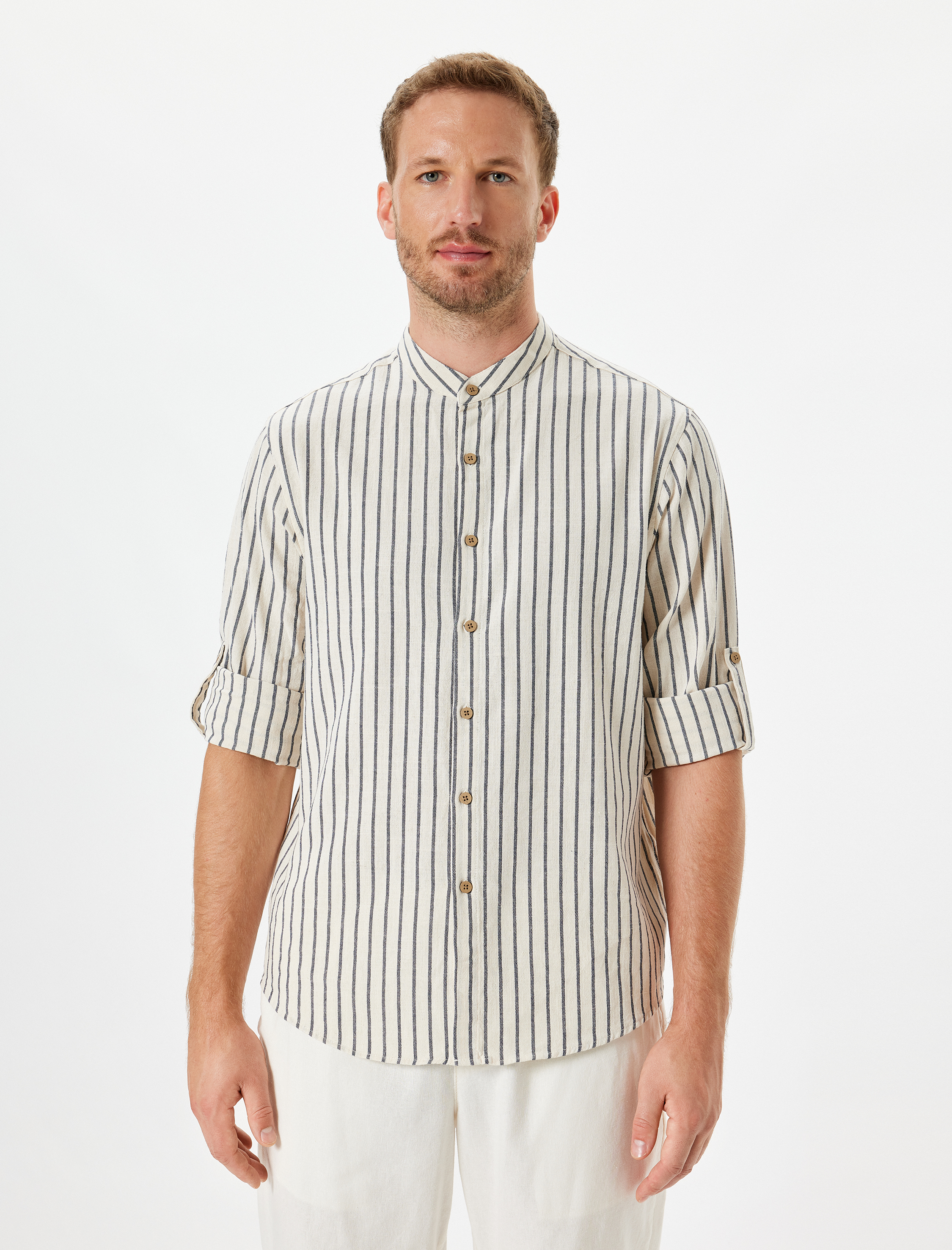   Hakim Yaka Regular Fit Uzun Kollu Pamuklu Klasik Gömlek