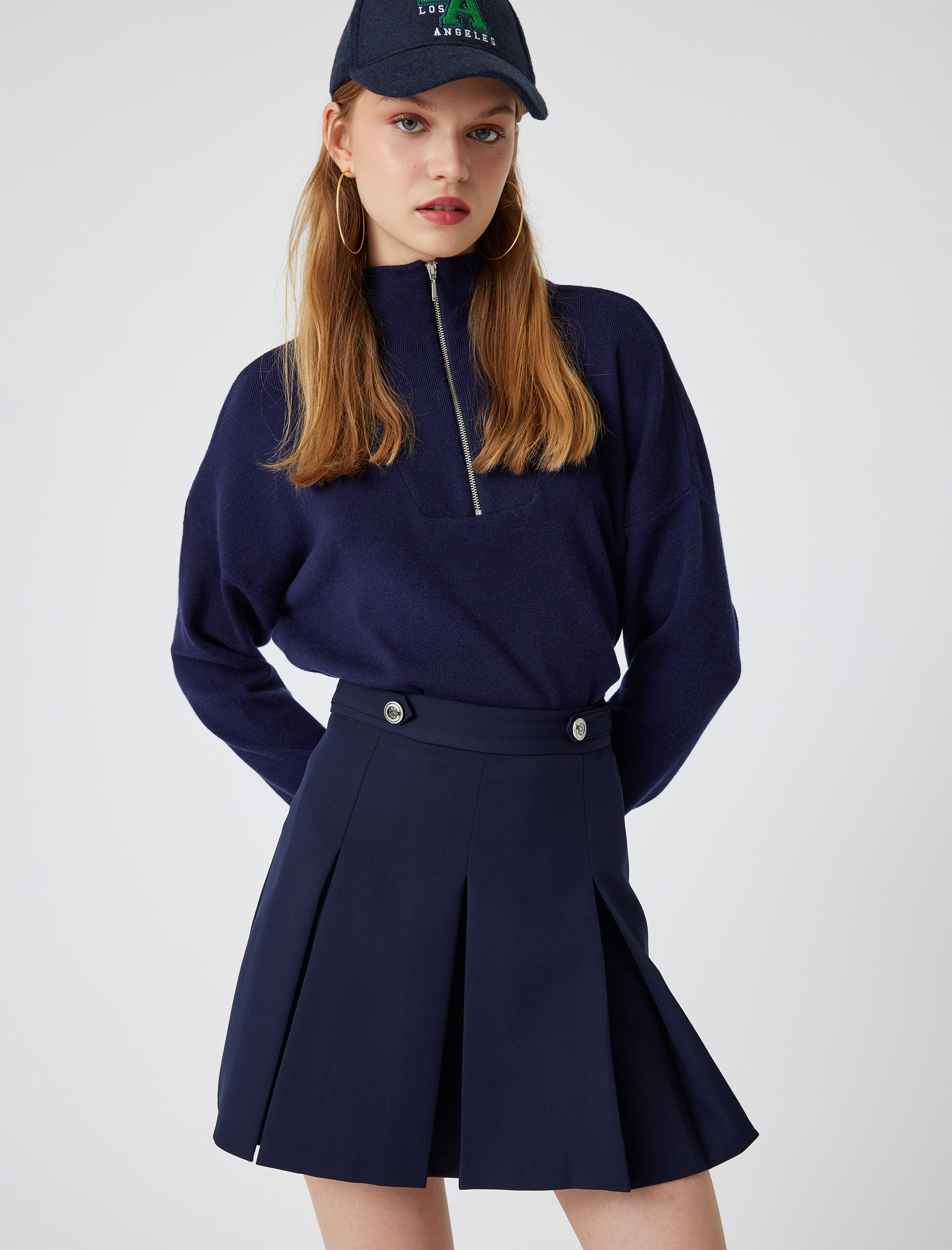   Yarım Fermuarlı Viskon Karışımlı Triko Kazak