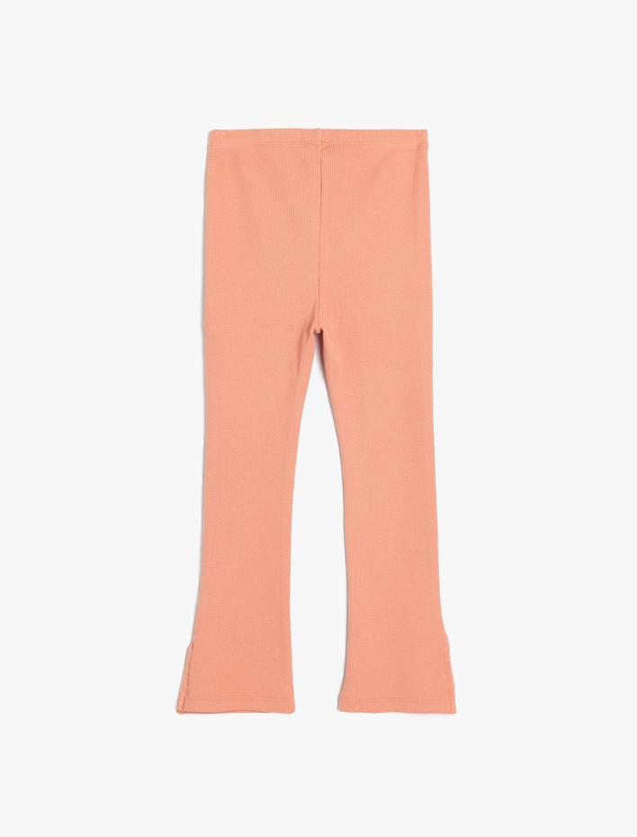 Kız Bebek Ribanalı Cep Detaylı İspanyol Paça Pamuklu Tayt