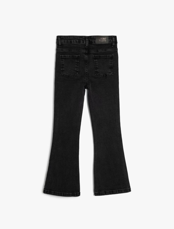 Kız Çocuk Dar Kesim İspanyol Paça Kot Pantolon - Flare Jean