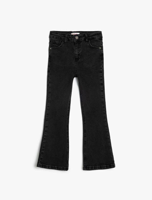 Dar Kesim İspanyol Paça Kot Pantolon - Flare Jean_0