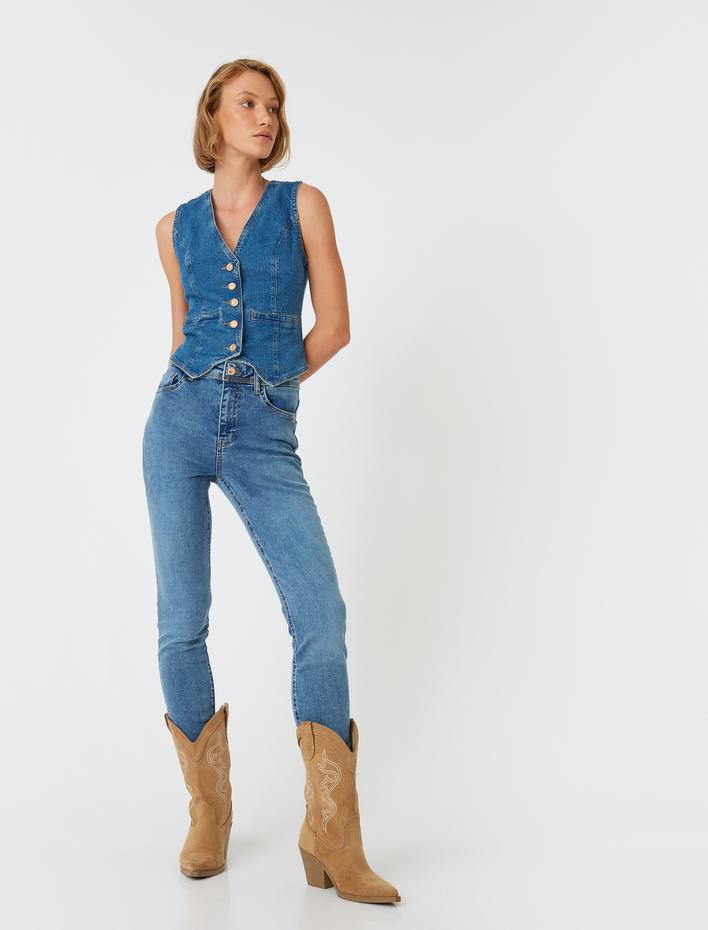  Yüksek Bel Kot Pantolon Skinny Push Up Fit - Skinny Jean