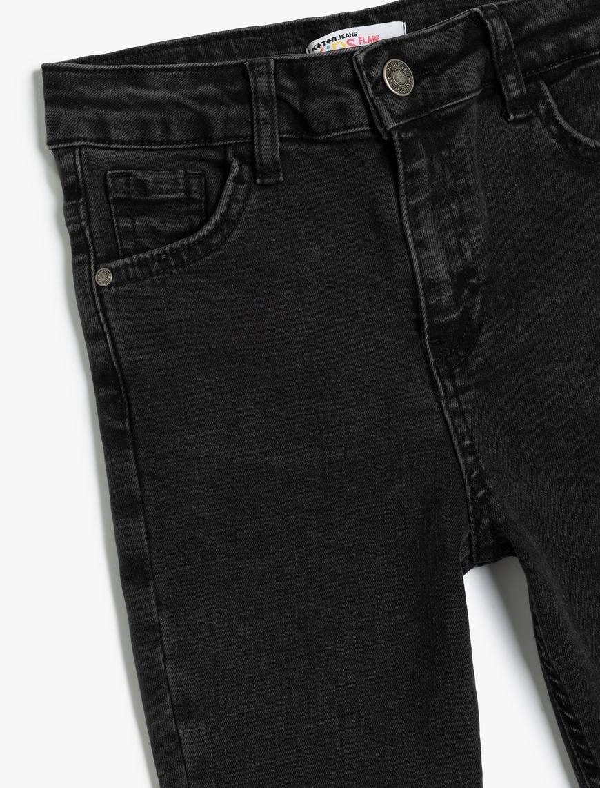  Kız Çocuk Dar Kesim İspanyol Paça Kot Pantolon - Flare Jean