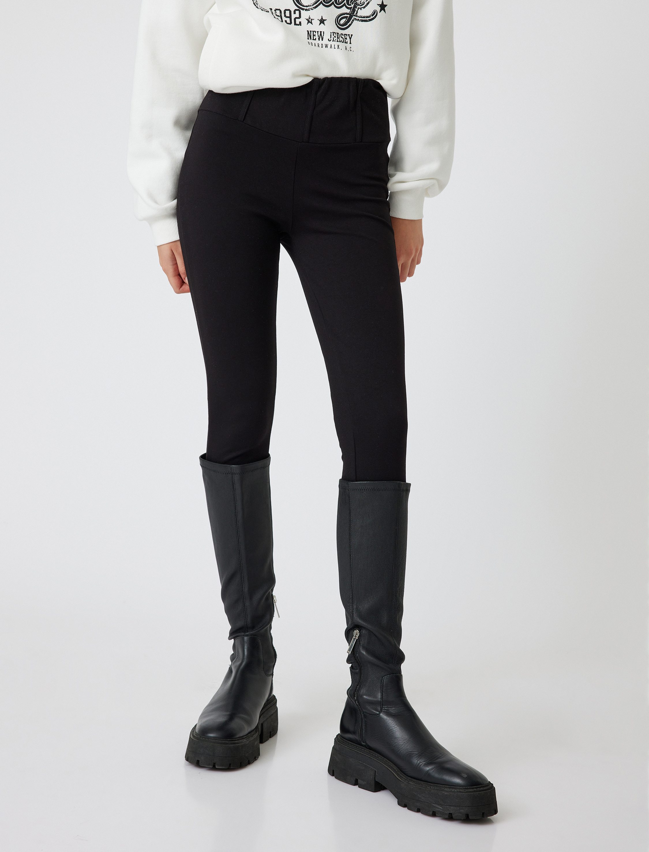   Yüksek Bel Tayt İnterlok Çelik Korse Görünümlü Skinny Fit