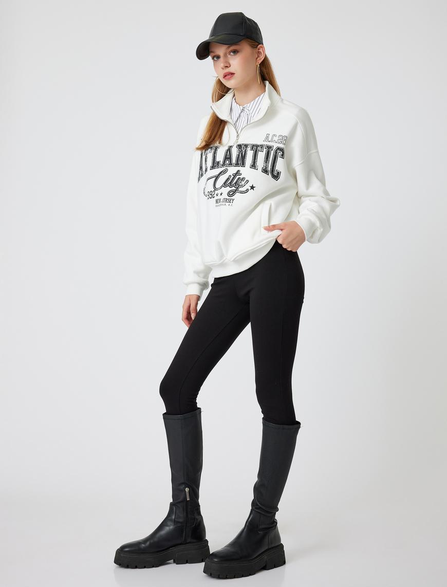  Yüksek Bel Tayt İnterlok Çelik Korse Görünümlü Skinny Fit