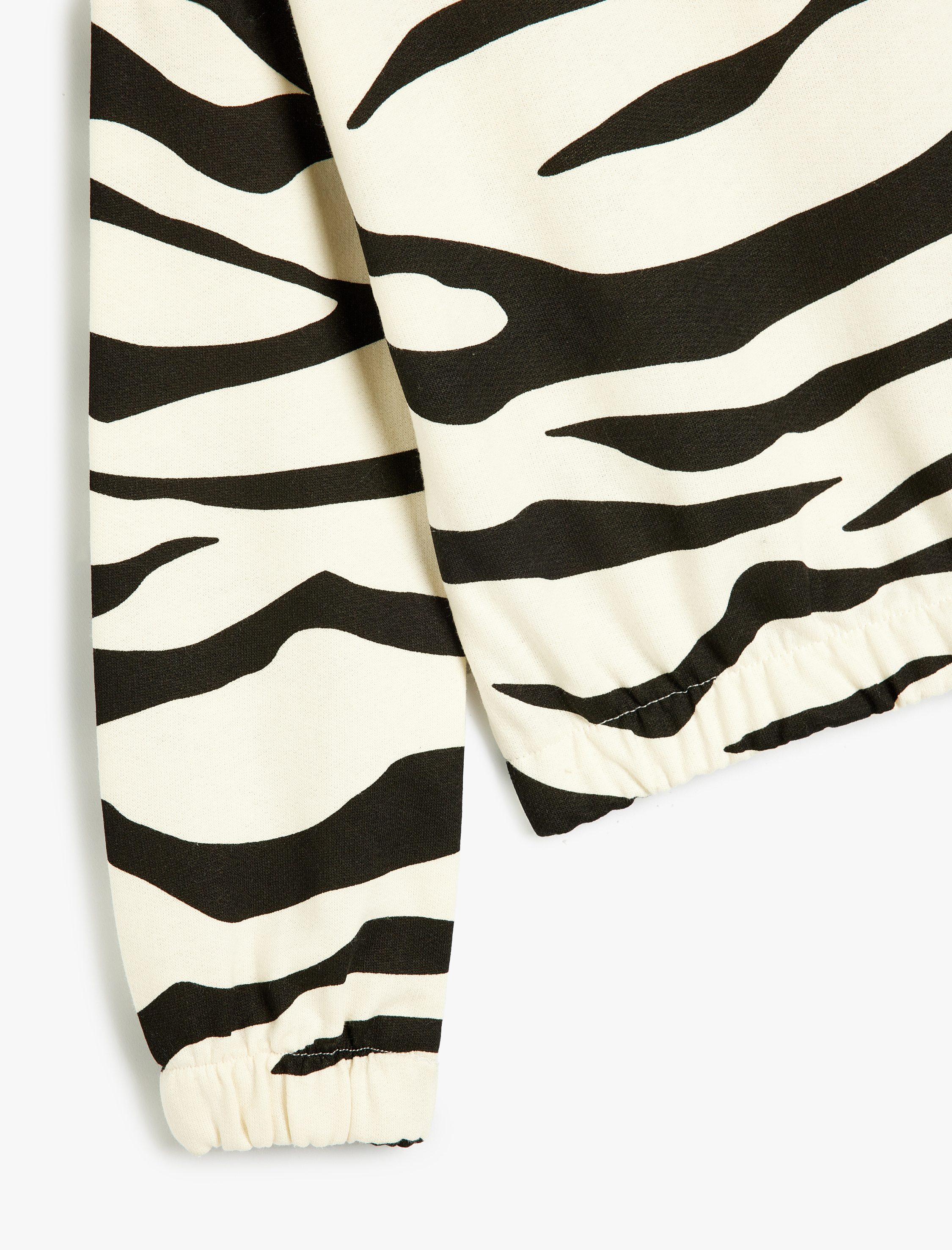  Kız Çocuk Crop Sweatshirt Desenli Yuvarlak Yaka Uzun Kollu Pamuklu Şardonlu