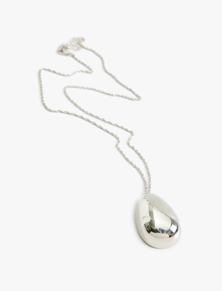 Kadın Kısa Zincir Kolye Oval Charm Detaylı