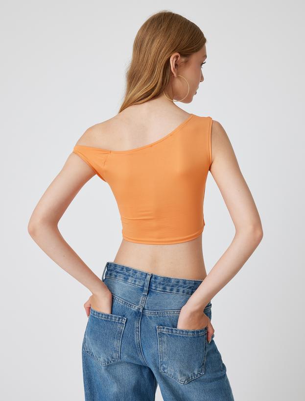 Kayık Yaka Crop Üst Kolsuz Slim Fit_3