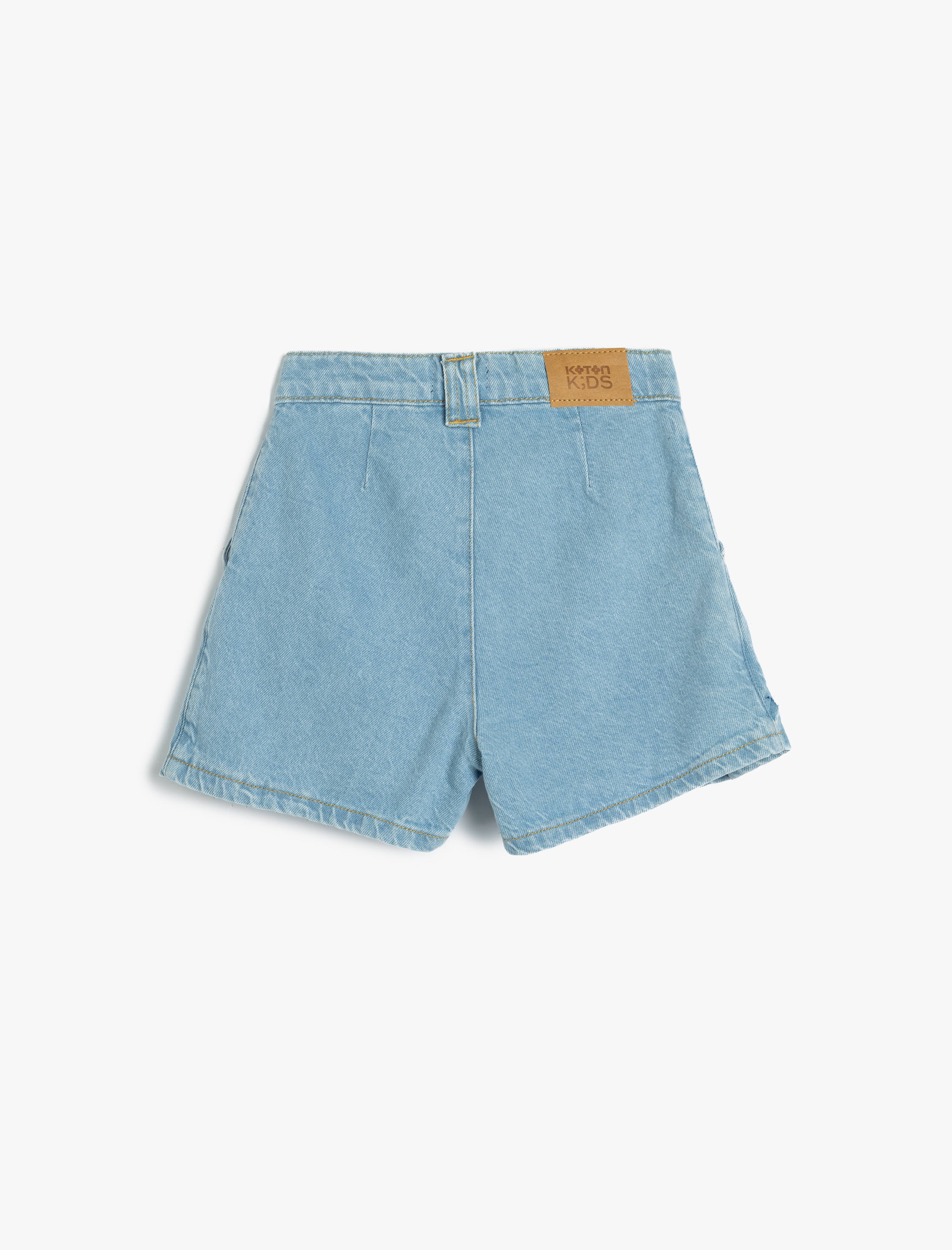  Kız Çocuk Kot Şort Etek Pileli Cep Detaylı Pamuklu