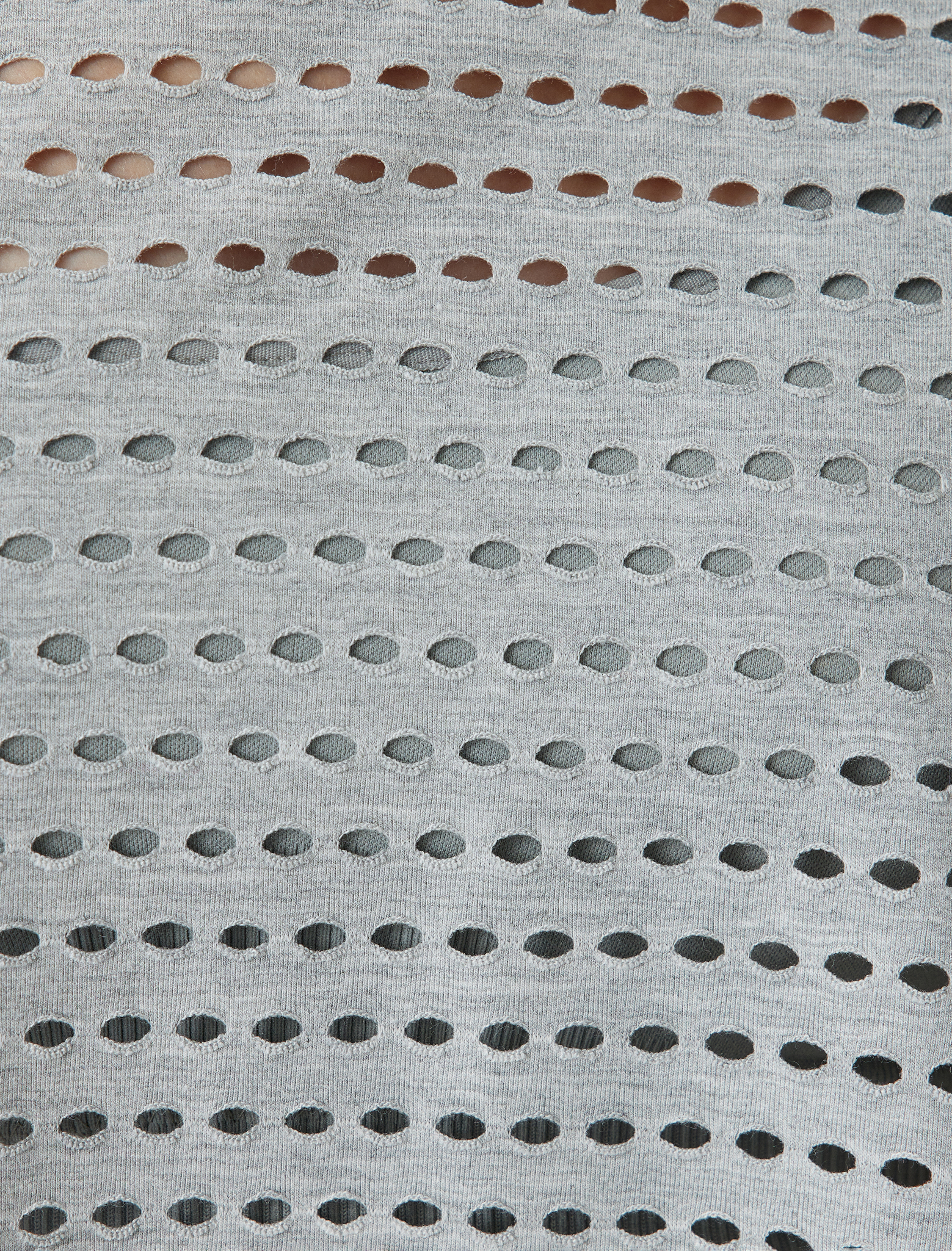   Oversize Crop Spor Tişört Bisiklet Yaka Ajurlu Uzun Kollu