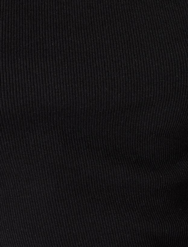 Midi Slip Elbise Bisiklet Yaka Kap Kol Slim Fit_5