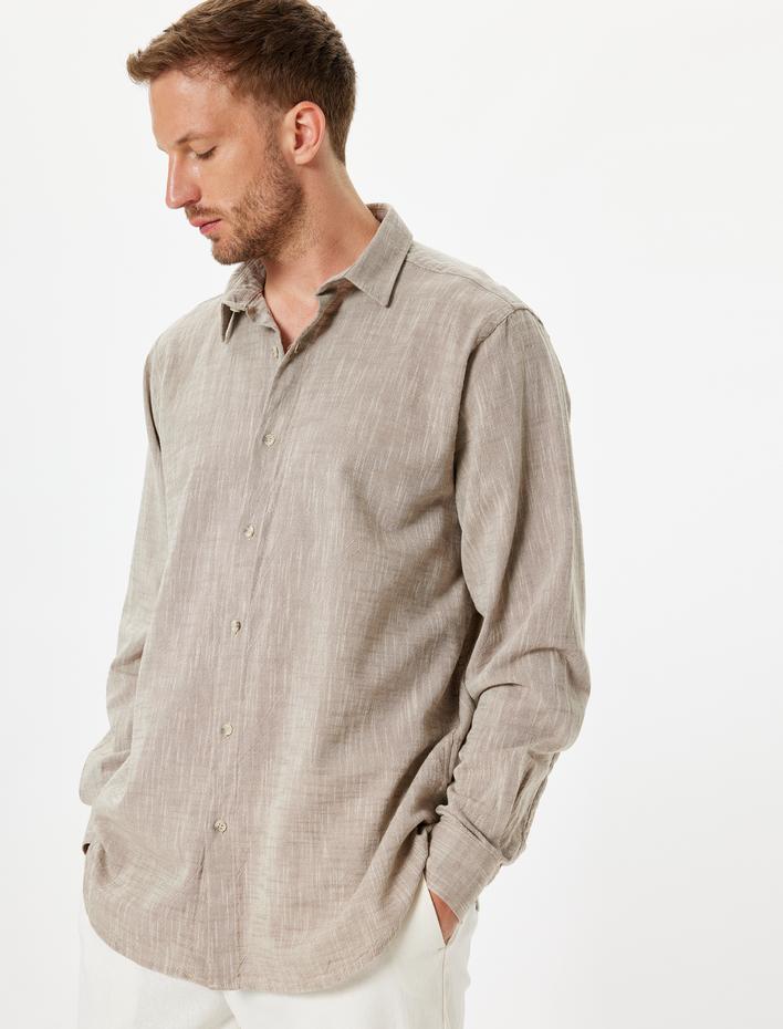  Uzun Kollu Gömlek Dokulu Pamuklu Regular Fit