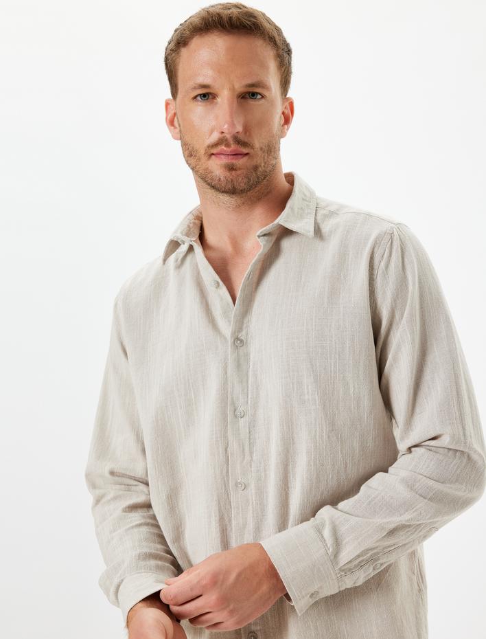  Uzun Kollu Gömlek Dokulu Pamuklu Regular Fit