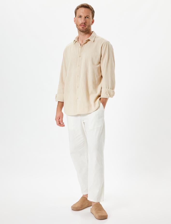  Uzun Kollu Gömlek Dokulu Pamuklu Regular Fit