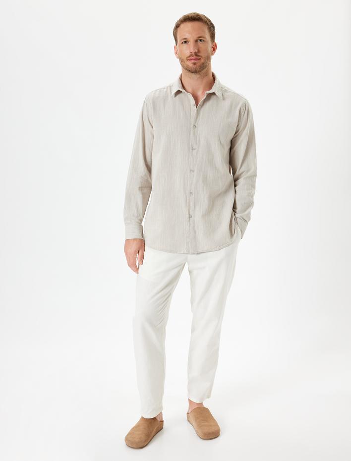  Uzun Kollu Gömlek Dokulu Pamuklu Regular Fit