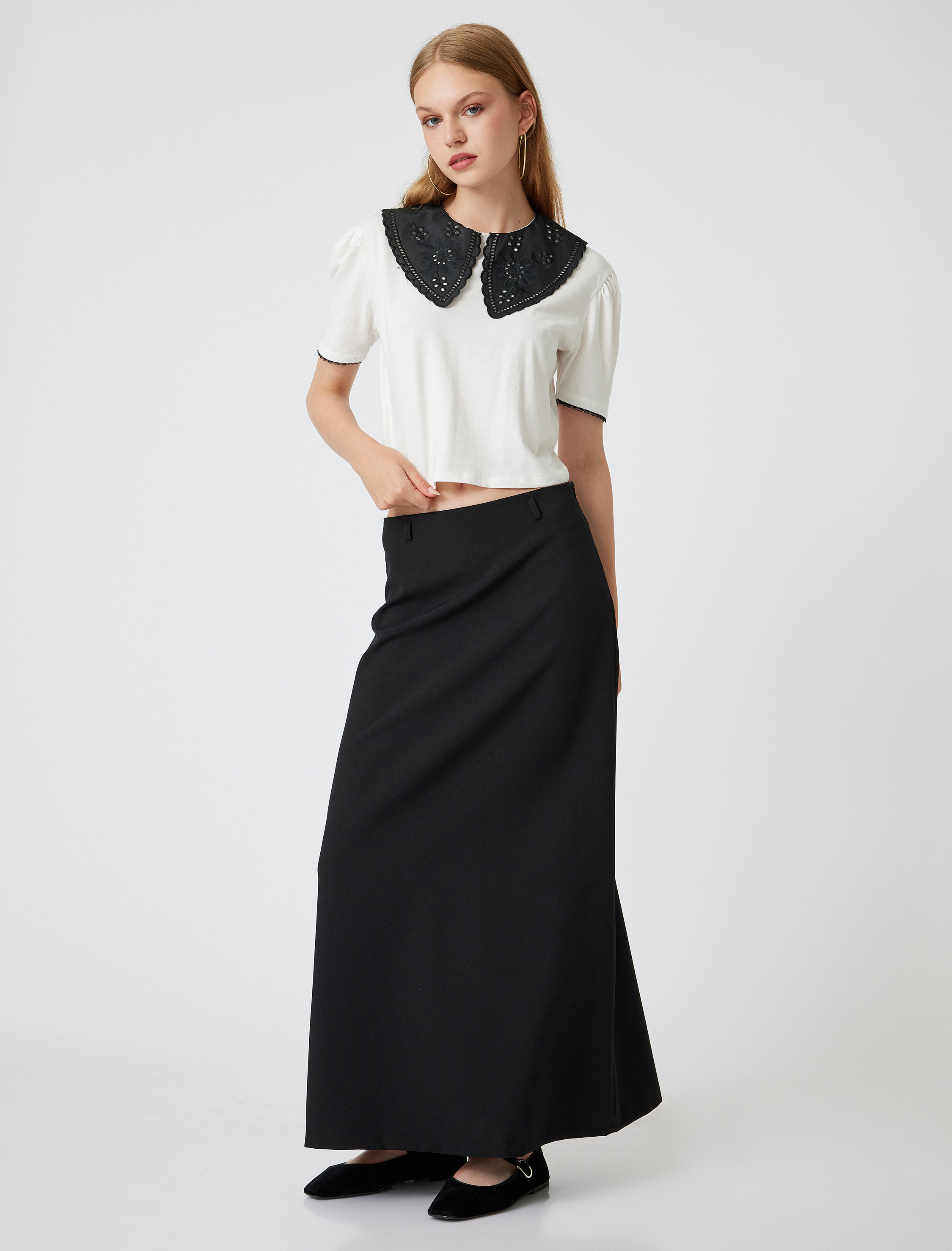   Fistolu Bebe Yaka Tişört Kısa Kollu Pamuklu