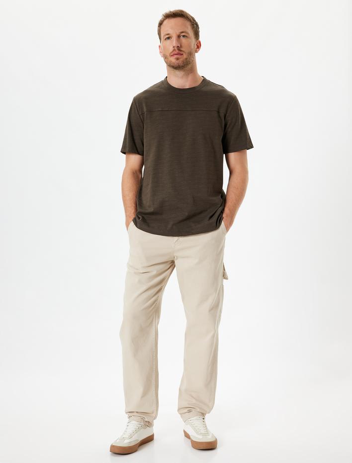  Basic Tişört Kısa Kollu Bisiklet Yaka Dikiş Detaylı Pamuklu