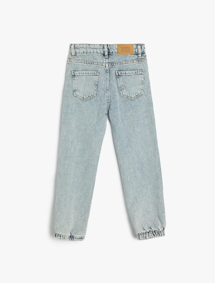 Kız Çocuk Jogger Kot Pantolon Pamuklu Kapaklı Cep Detaylı