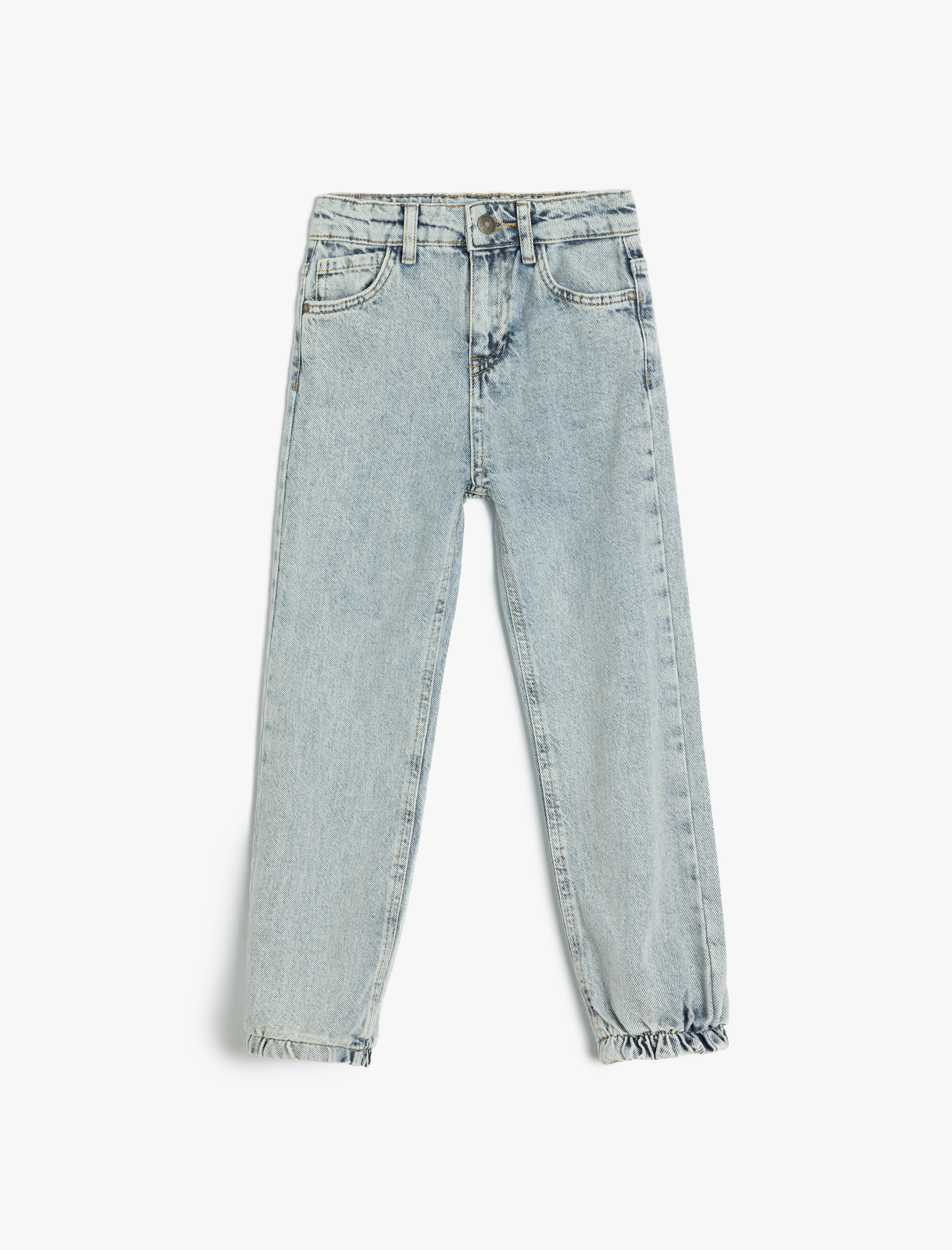  Kız Çocuk Jogger Kot Pantolon Pamuklu Kapaklı Cep Detaylı