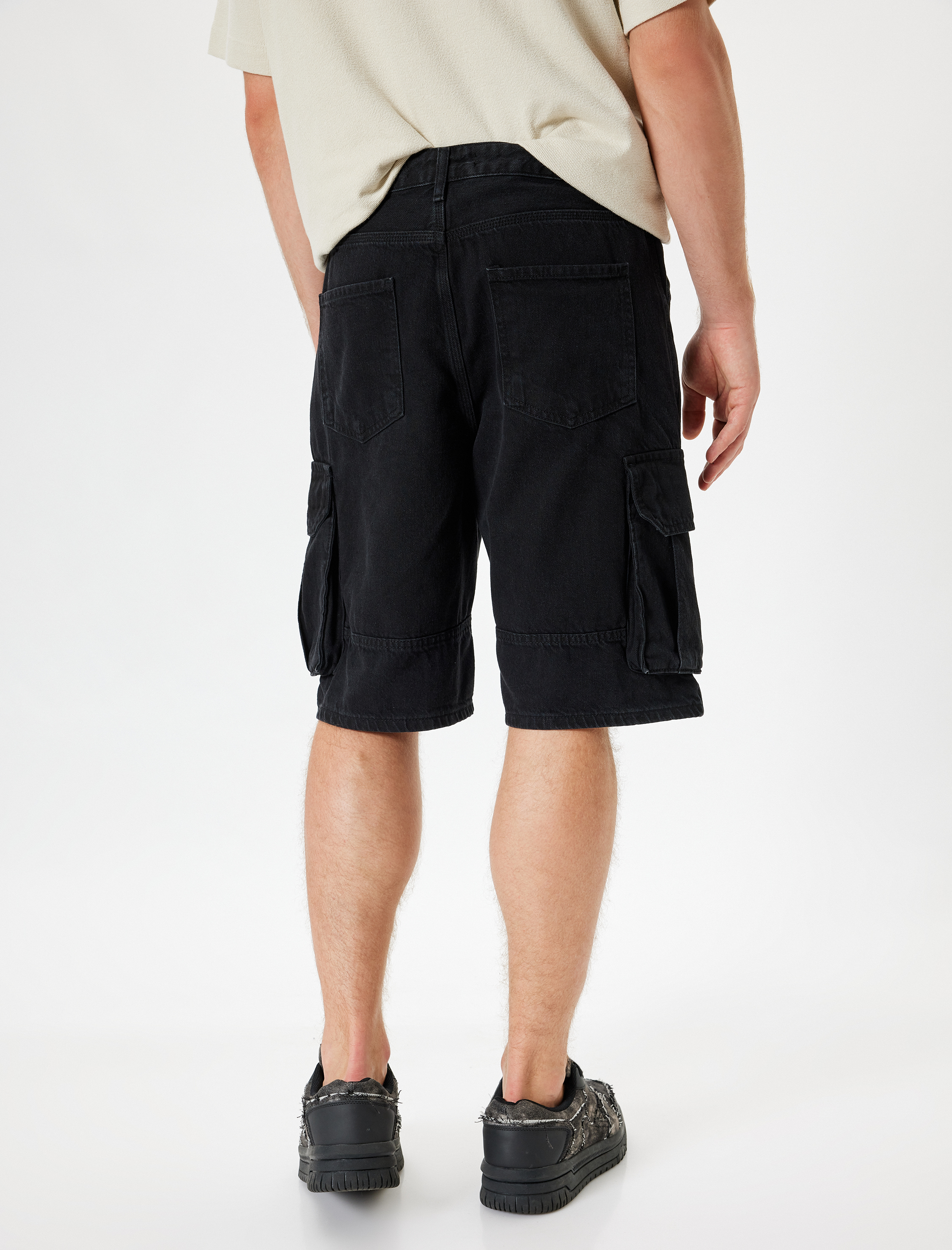   Kargo Kot Şort Bermuda Bol Kalıp Cep Detaylı Pamuklu