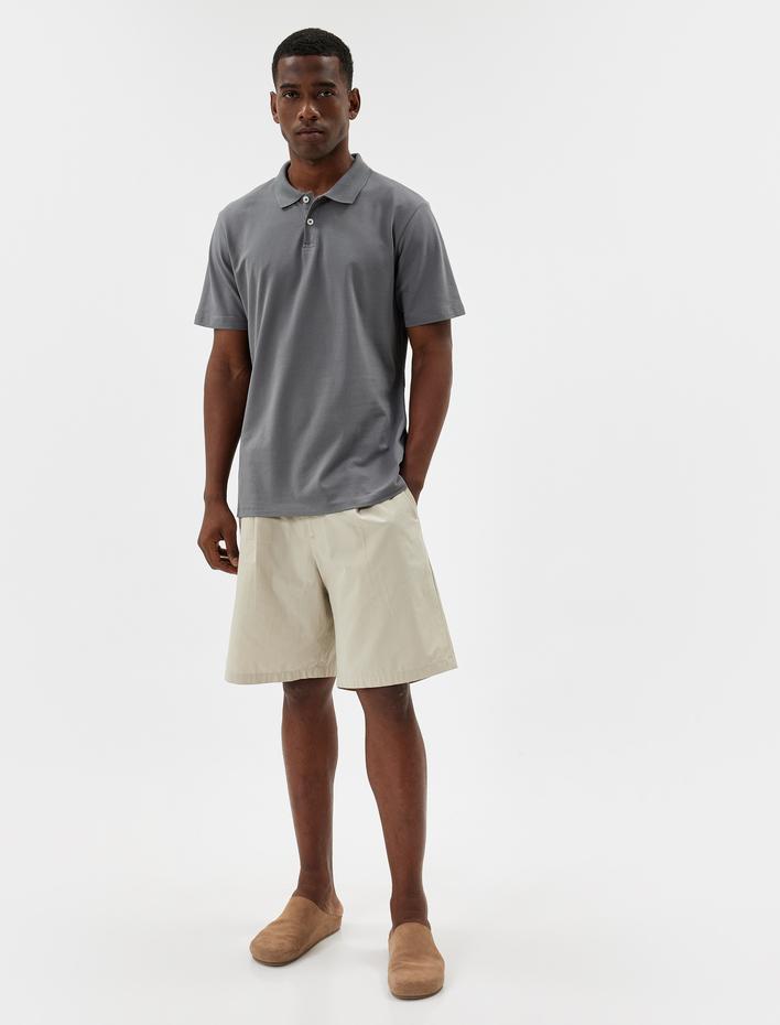  Slim Fit Tişört Polo Yaka Kısa Kollu Pamuklu