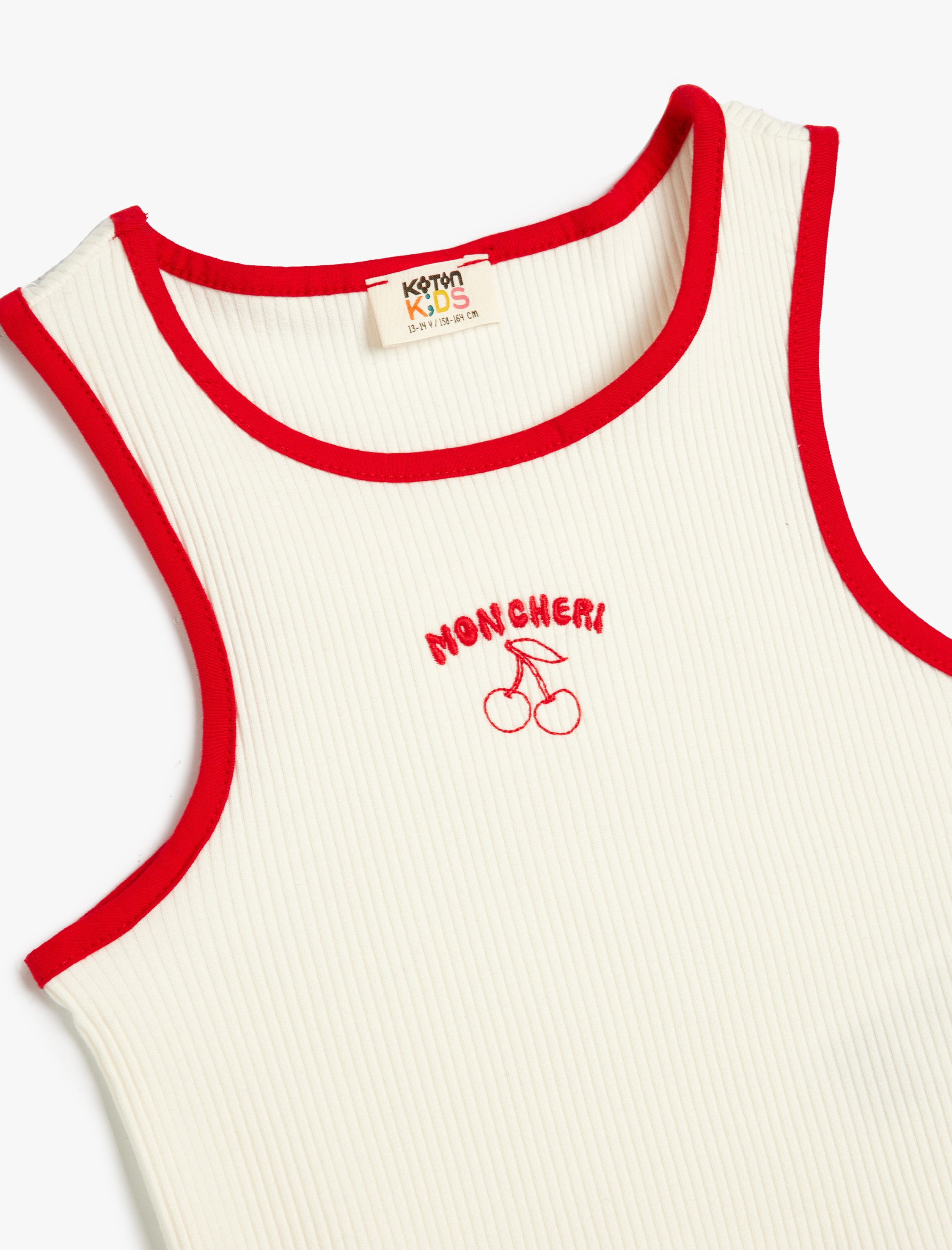  Kız Çocuk Crop Atlet Kiraz Baskılı Bisiklet Yaka Pamuklu
