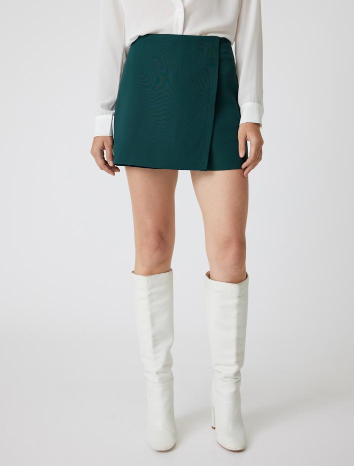  Standart Bel Kruvaze Mini Şort Etek