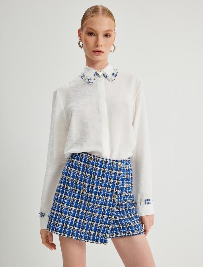  Mini Boy Kruvaze Düğmeli Tüvit Şort Etek