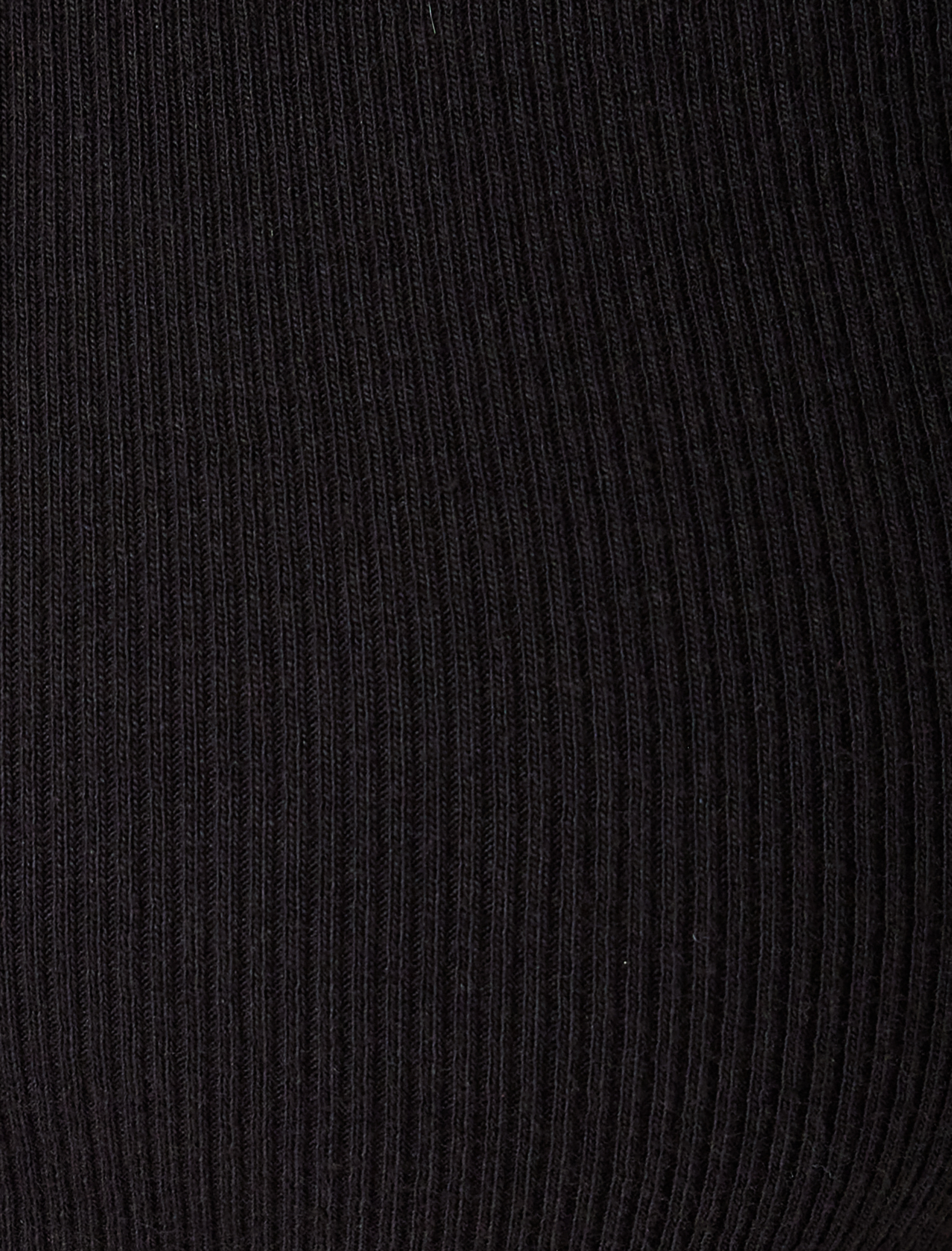 Uzun Kollu Crop Tişört Fitilli Derin Yuvarlak Yaka Pamuklu Slim Fit